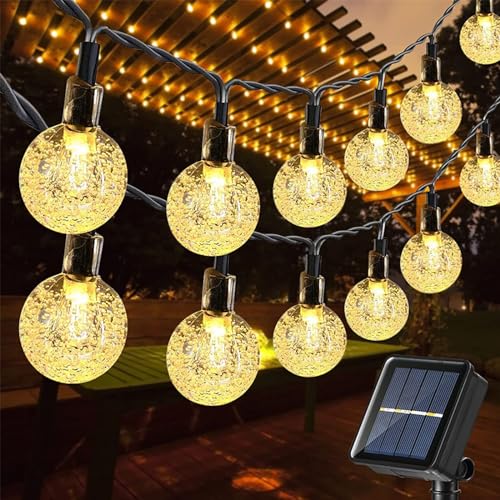 Moxled Solar Lichterkette Aussen 60 LED, 11M Lichterkette Außen Solar Wasserdicht, 8 Modes Solar Lichterkette Außen für Garten, Terrasse, Balkon, Partys (Warmweiß)