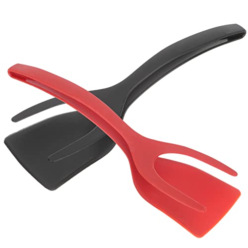 2st Grip And Flip Spatula Tongs: Eierspatel Aus Silikon Umdrehen Pfannenwender Zange Kuchencreme Butterspatel Eierwender Spatel Küche Braten Pfannenwender 2 in 1 Spiegeleier Kieselgel