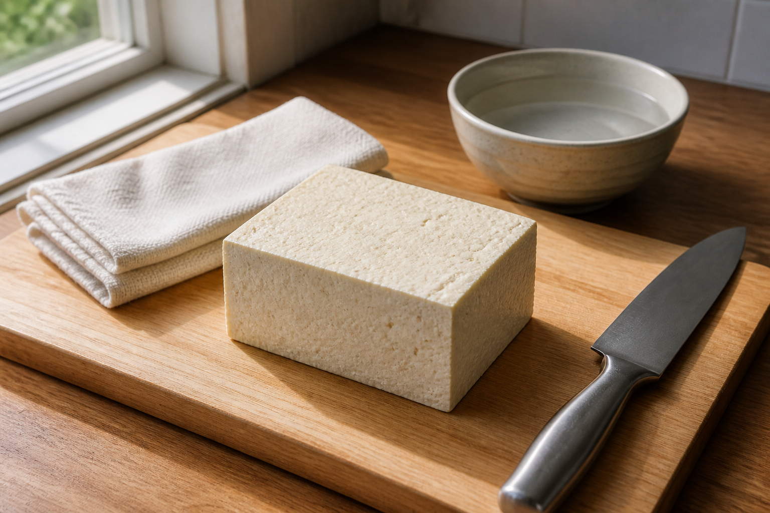 Tofu vorbereiten und vor dem Marinieren pressen