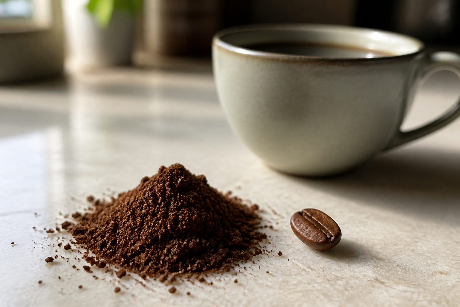 Frisch gemahlene Kaffeebohnen für aromatischen Kaffee zu Hause