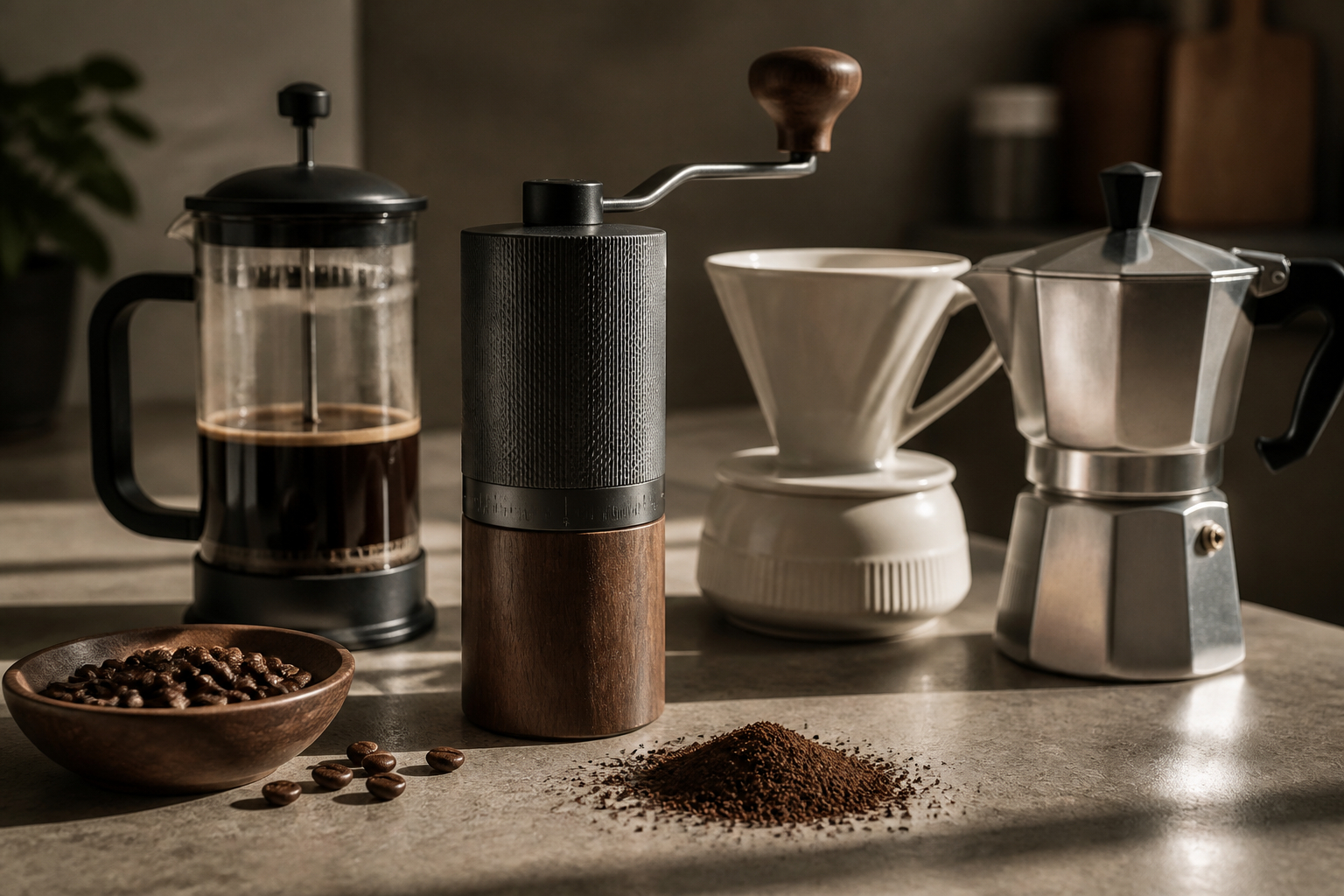Mahlgrad einer Kaffeemühle für verschiedene Kaffeezubereitungen einstellen