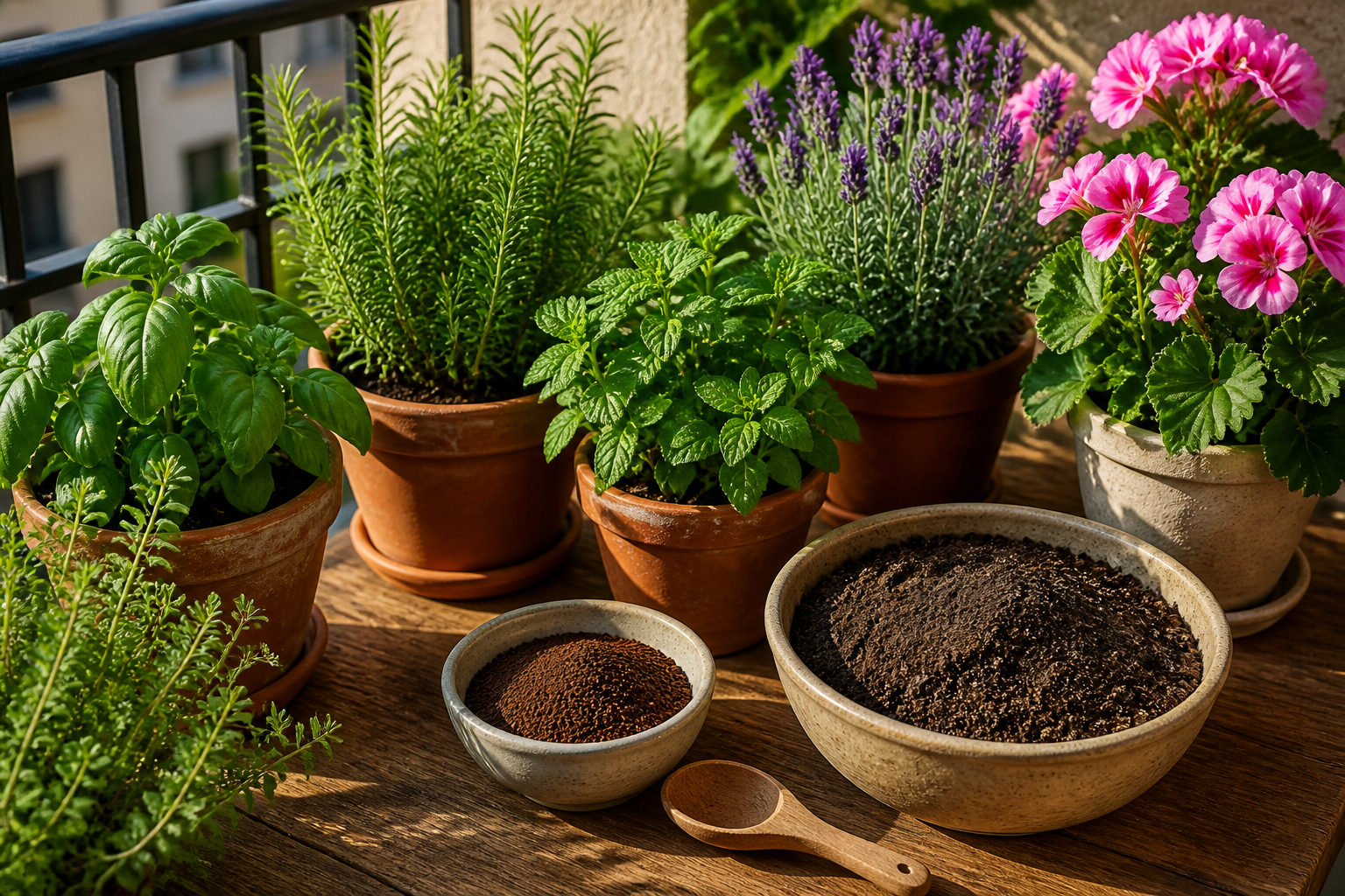 Kaffeesatz sparsam für Balkonpflanzen verwenden