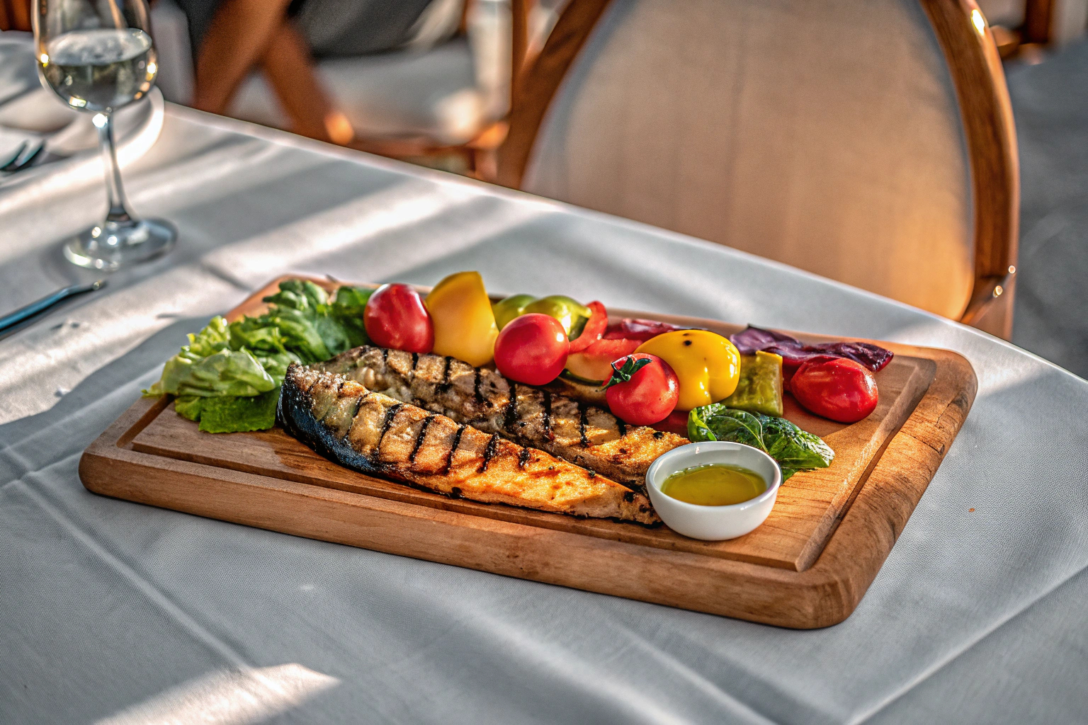 Gesundes Abendessen auf einem Tisch