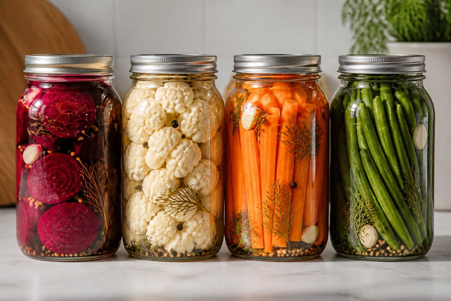 Buntes fermentiertes Gemüse mit Roter Bete Blumenkohl und Möhren