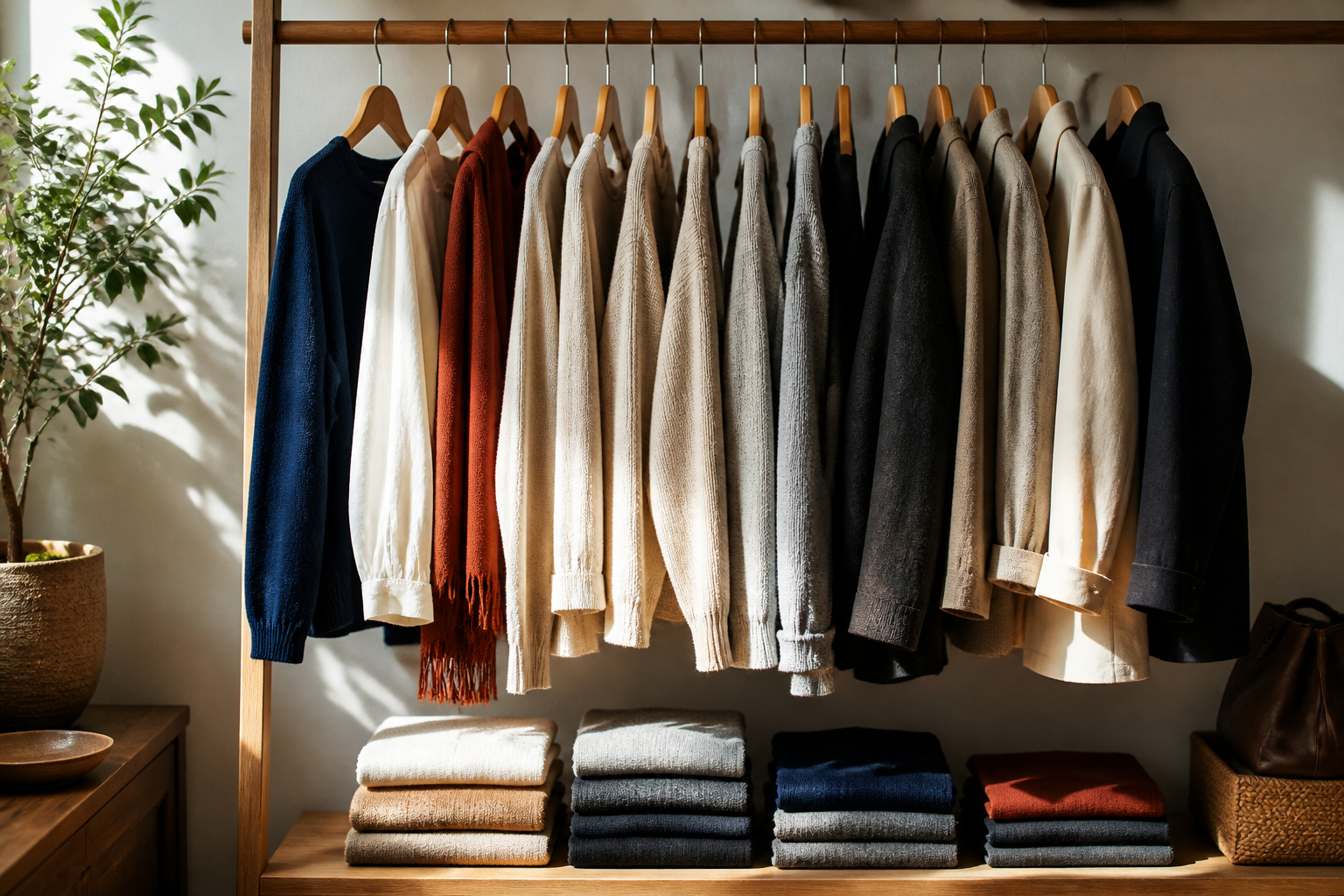Farblich abgestimmte Kleidung für eine Capsule Wardrobe
