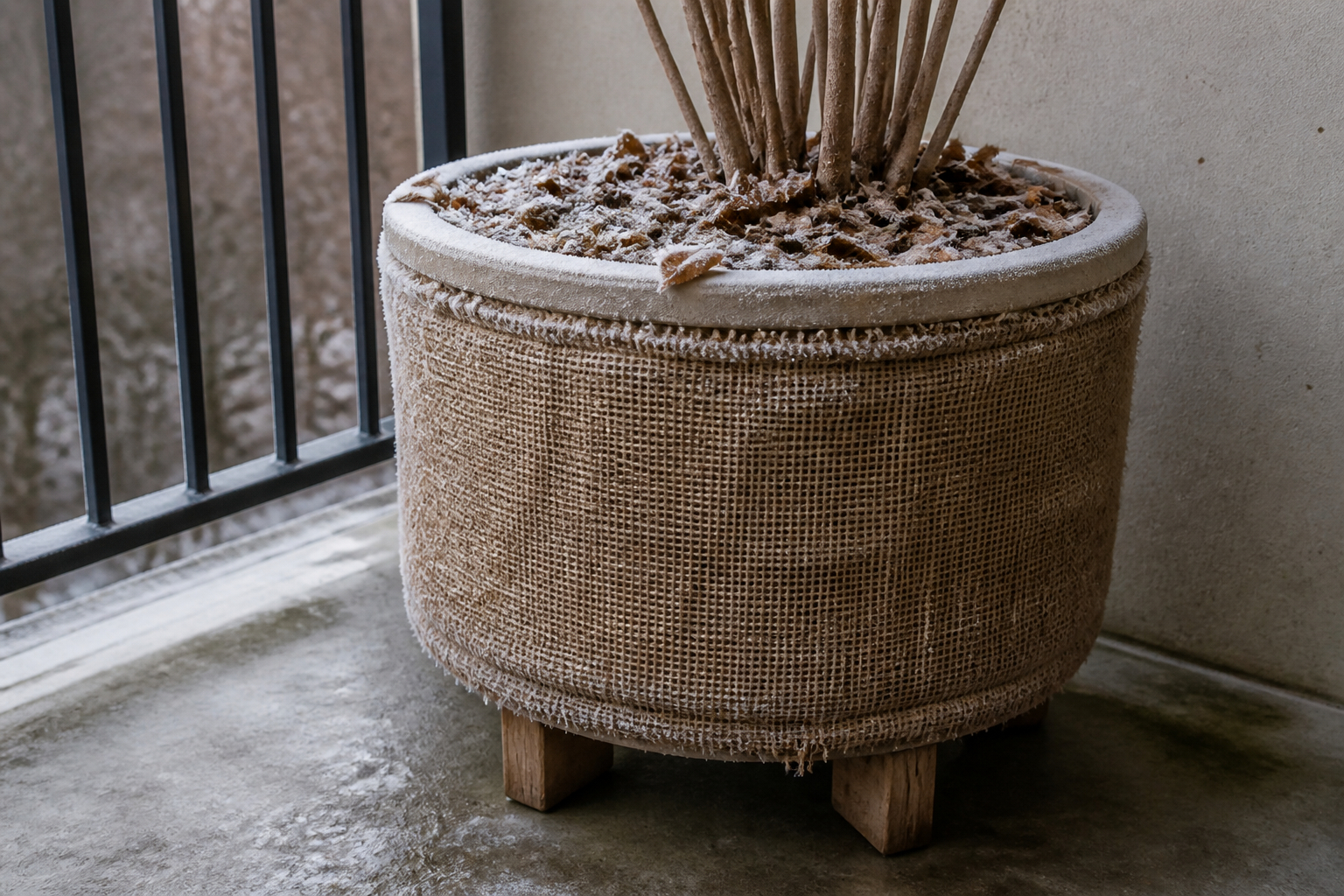 Pflanzkübel auf dem Balkon mit Winterschutz und Drainage