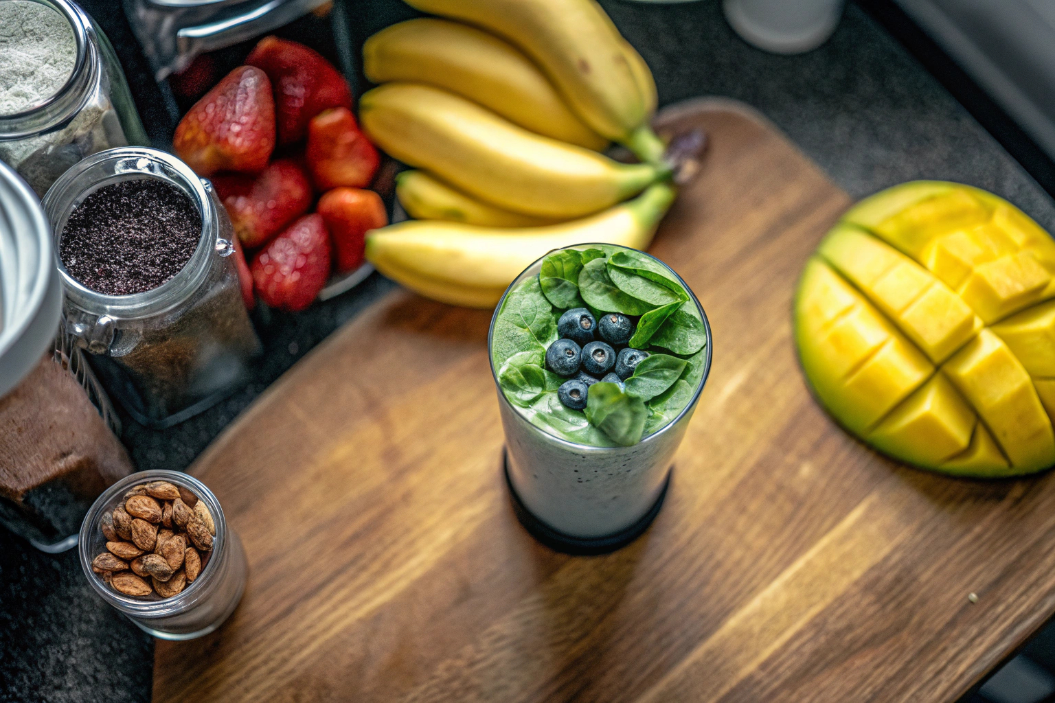 Smoothie-Zubereitung mit frischen Zutaten