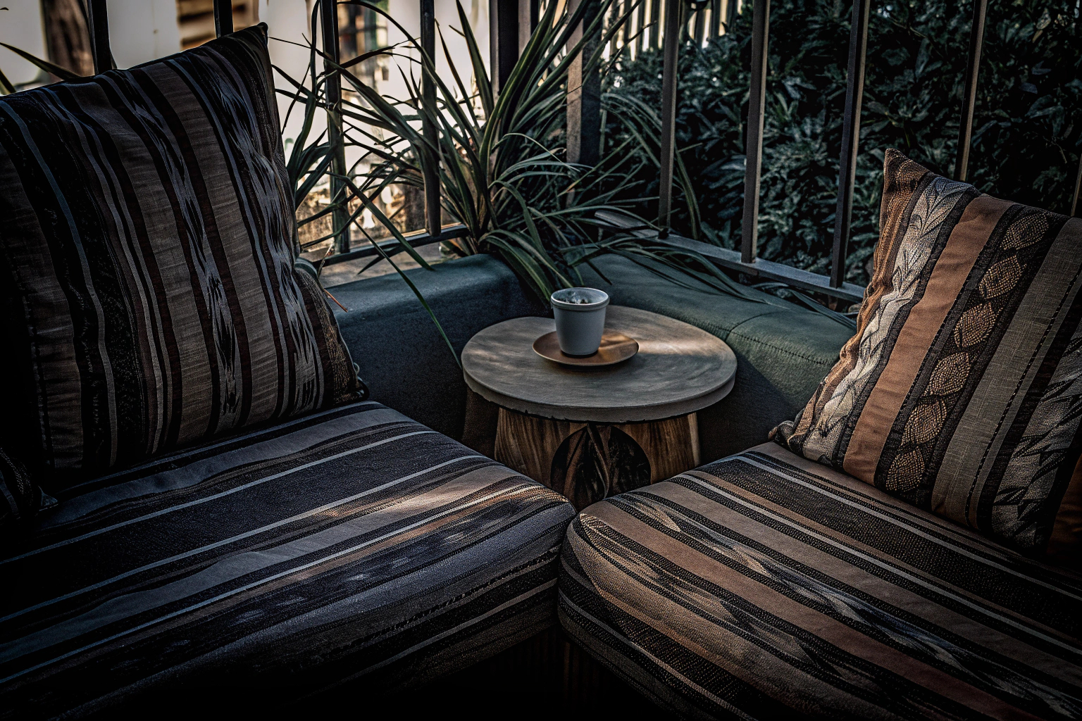 Gemütlicher Sitzbereich auf einem Balkon
