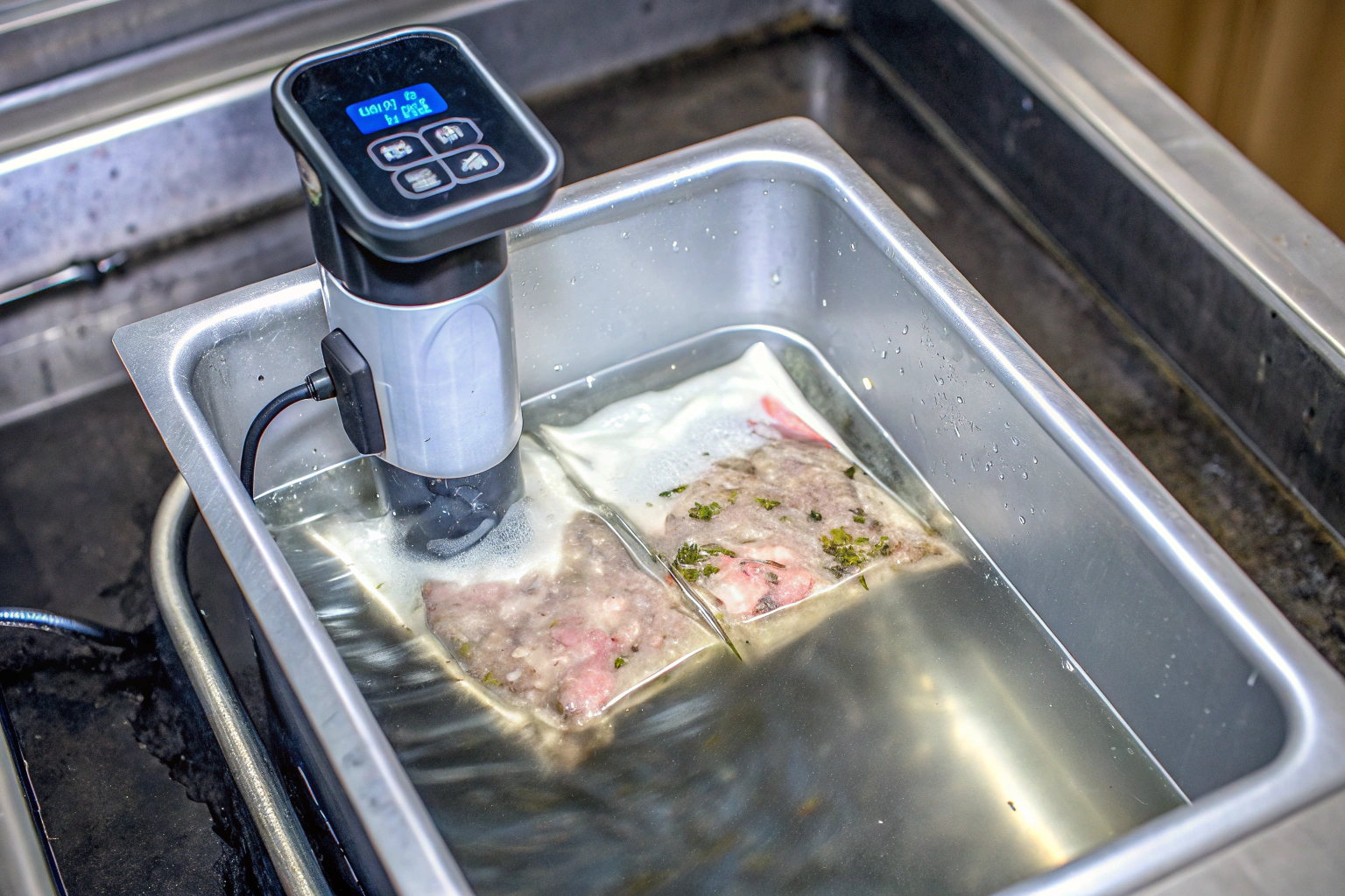 Sous-vide-Garen von Fleisch im Wasserbad