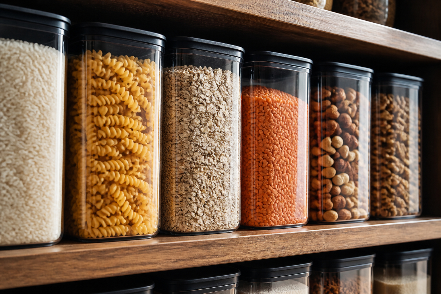 Transparente Vorratsdosen für Reis Pasta Haferflocken und Linsen