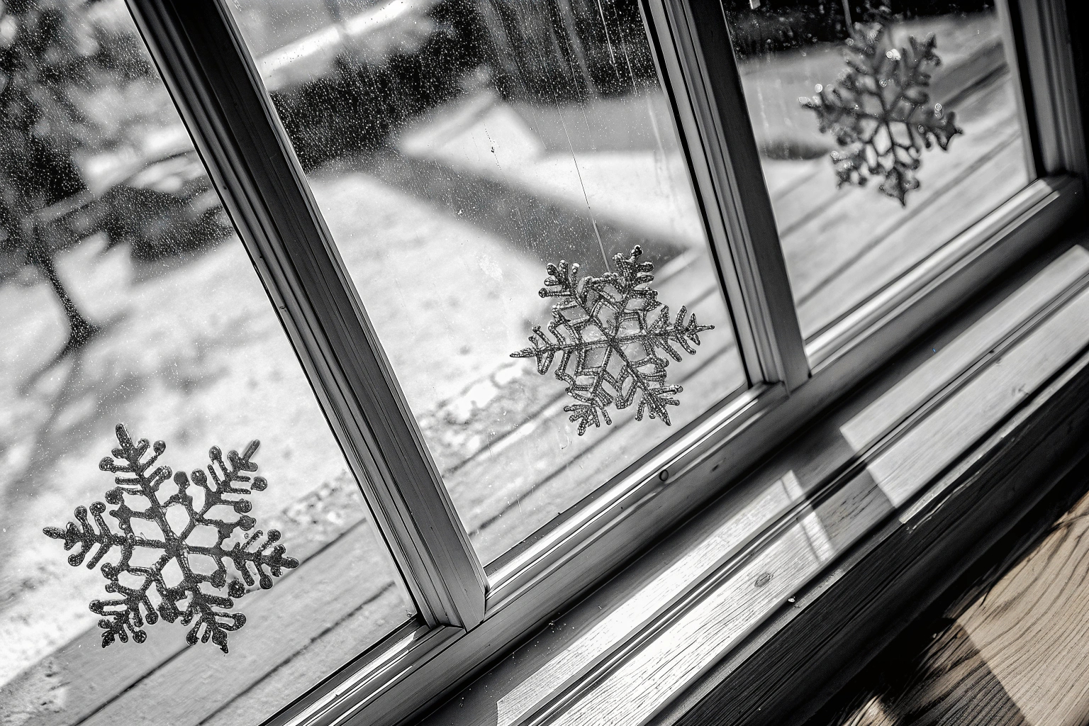 Fensterbilder Schneeflocken Winterdeko