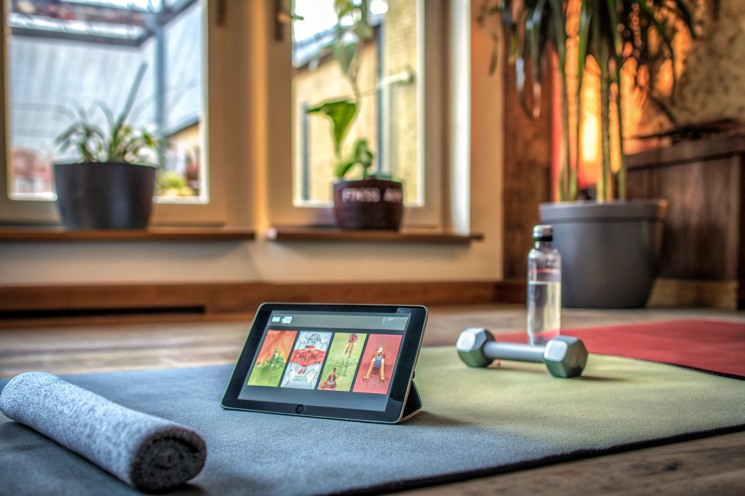 Fitness-App auf Tablet