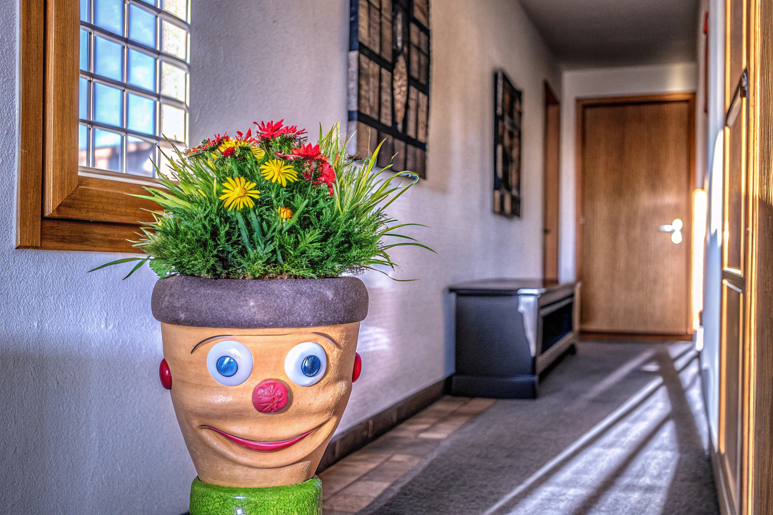 Blumentopf Kopf im Flur