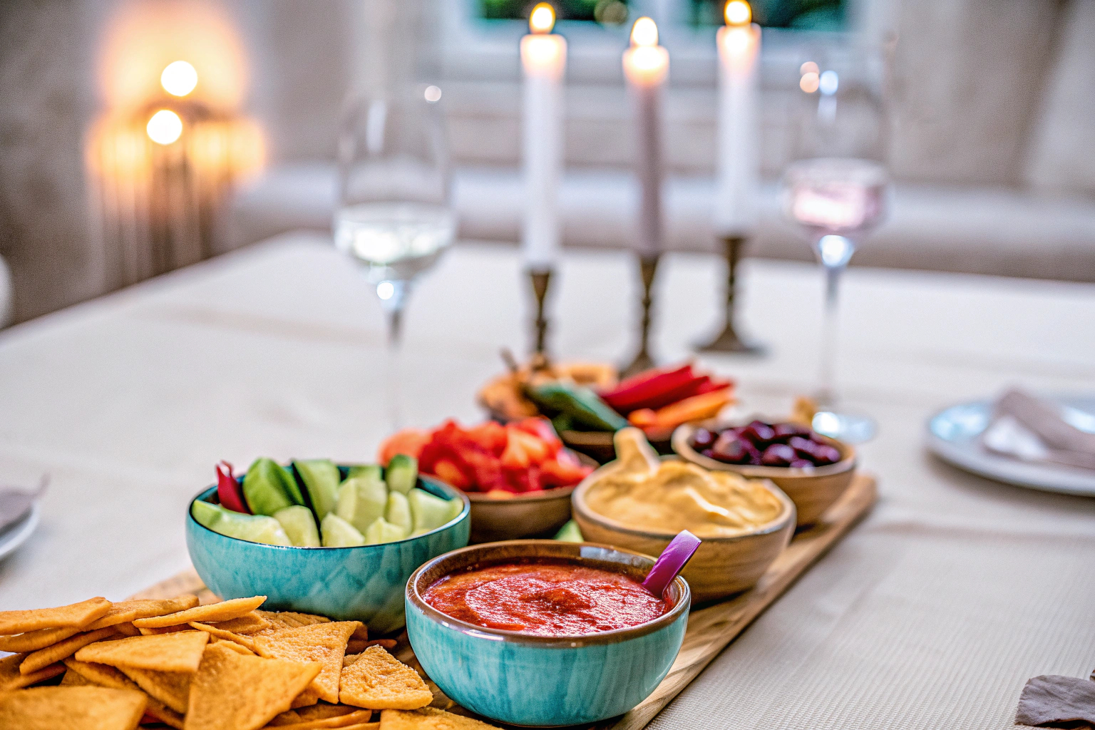 Eleganter Tisch mit Dip-Behältern