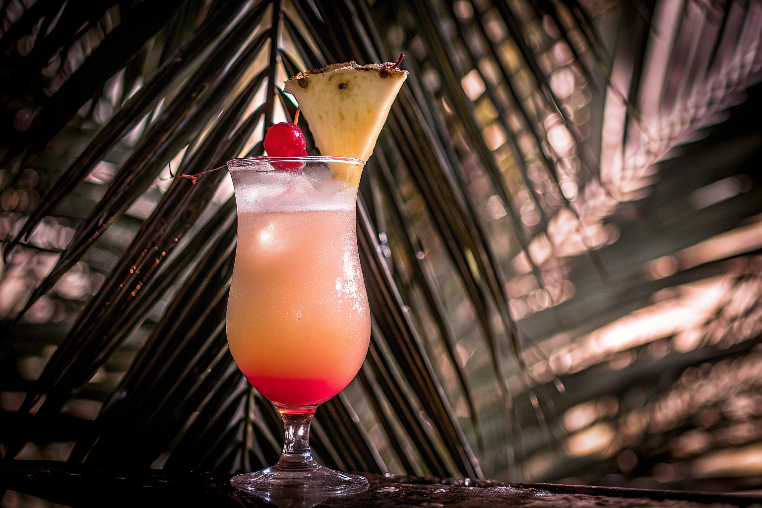 Tropischer Cocktail mit Ananas und Kirsche