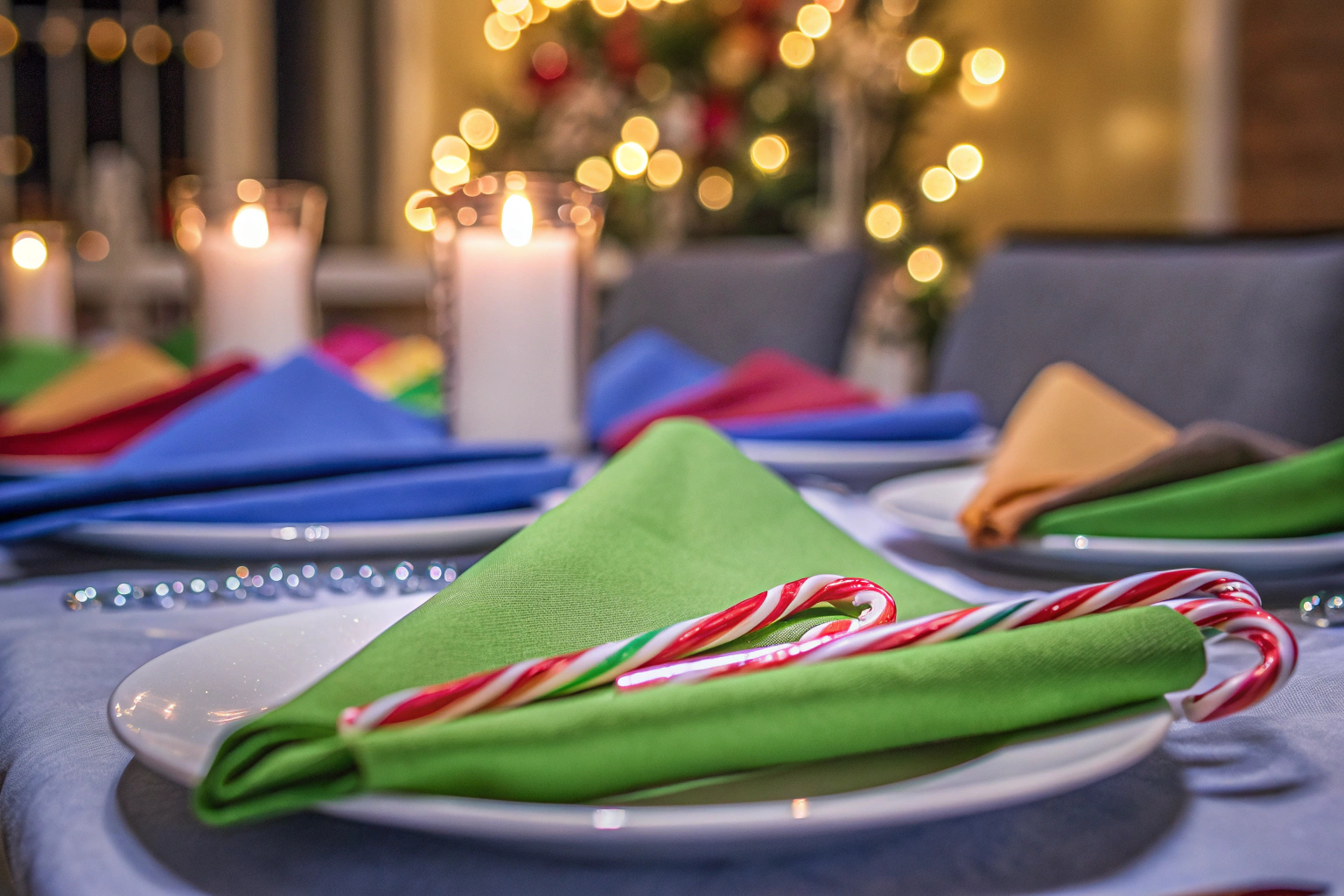 Dekorierter Tisch mit Zuckerstangen