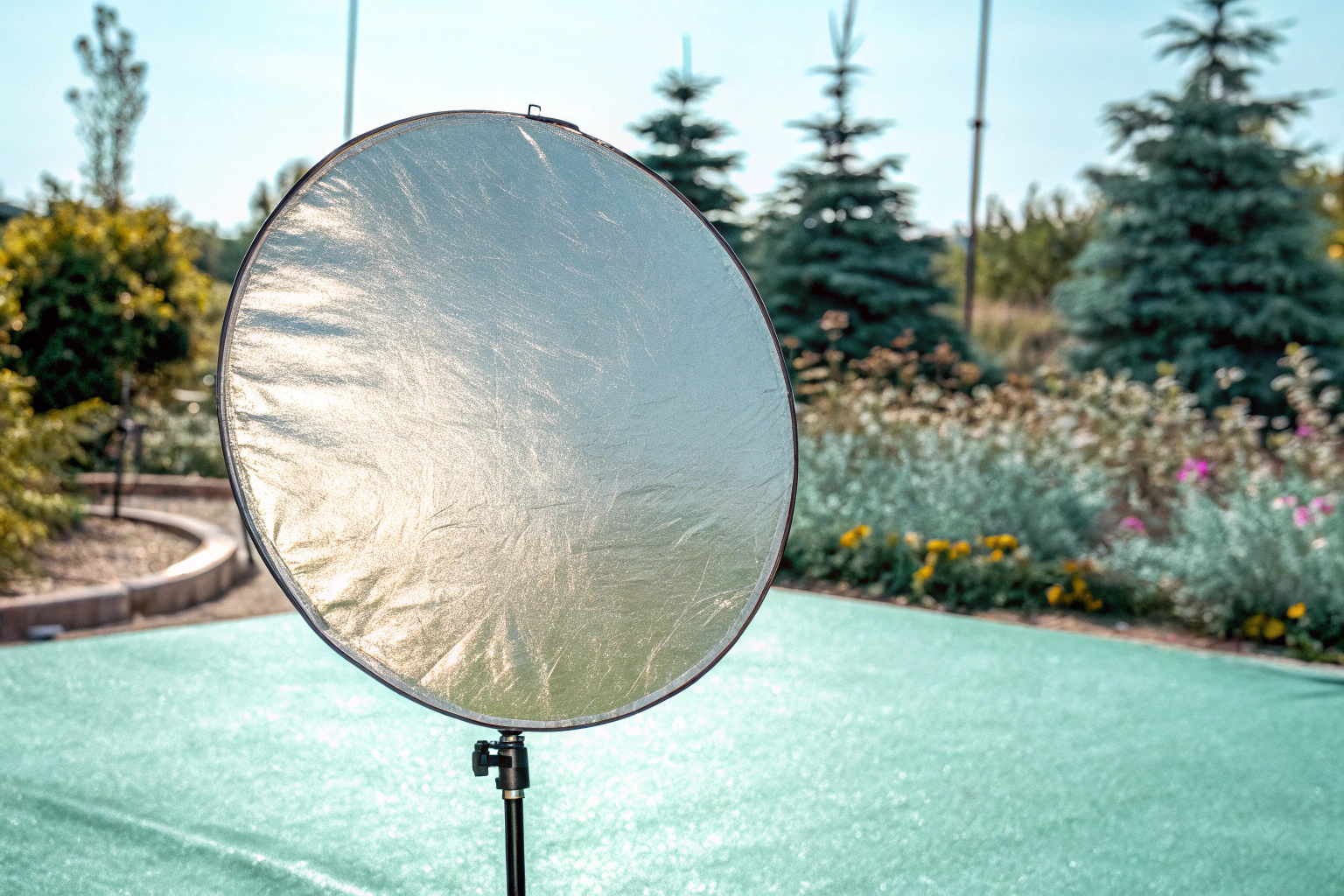 Fotograf mit Reflektor bei einem Shooting