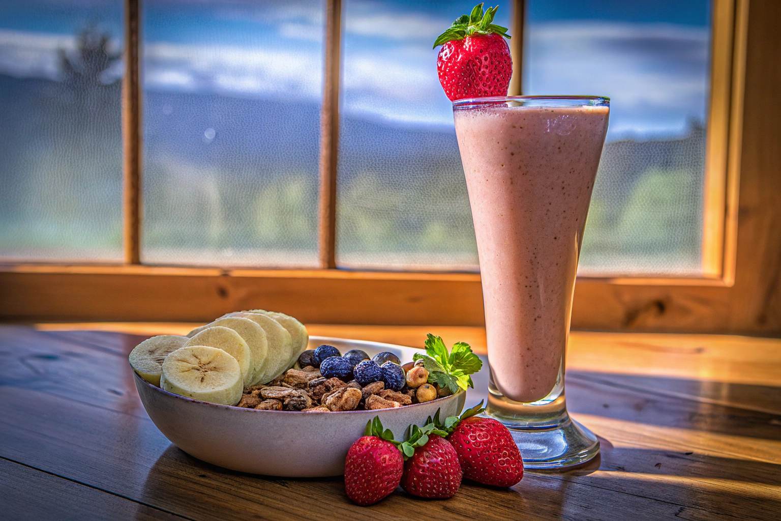 Gesundes Frühstück mit Smoothie
