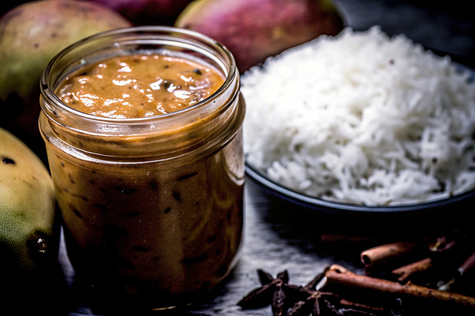 Mango-Chutney mit Reis