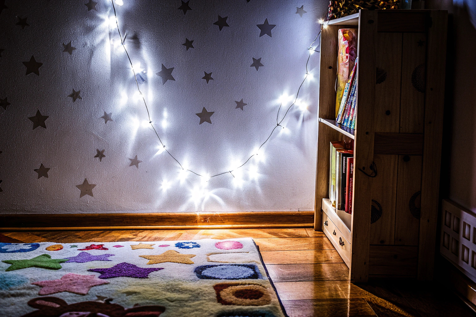Kinderzimmer mit Efeu Lichterkette