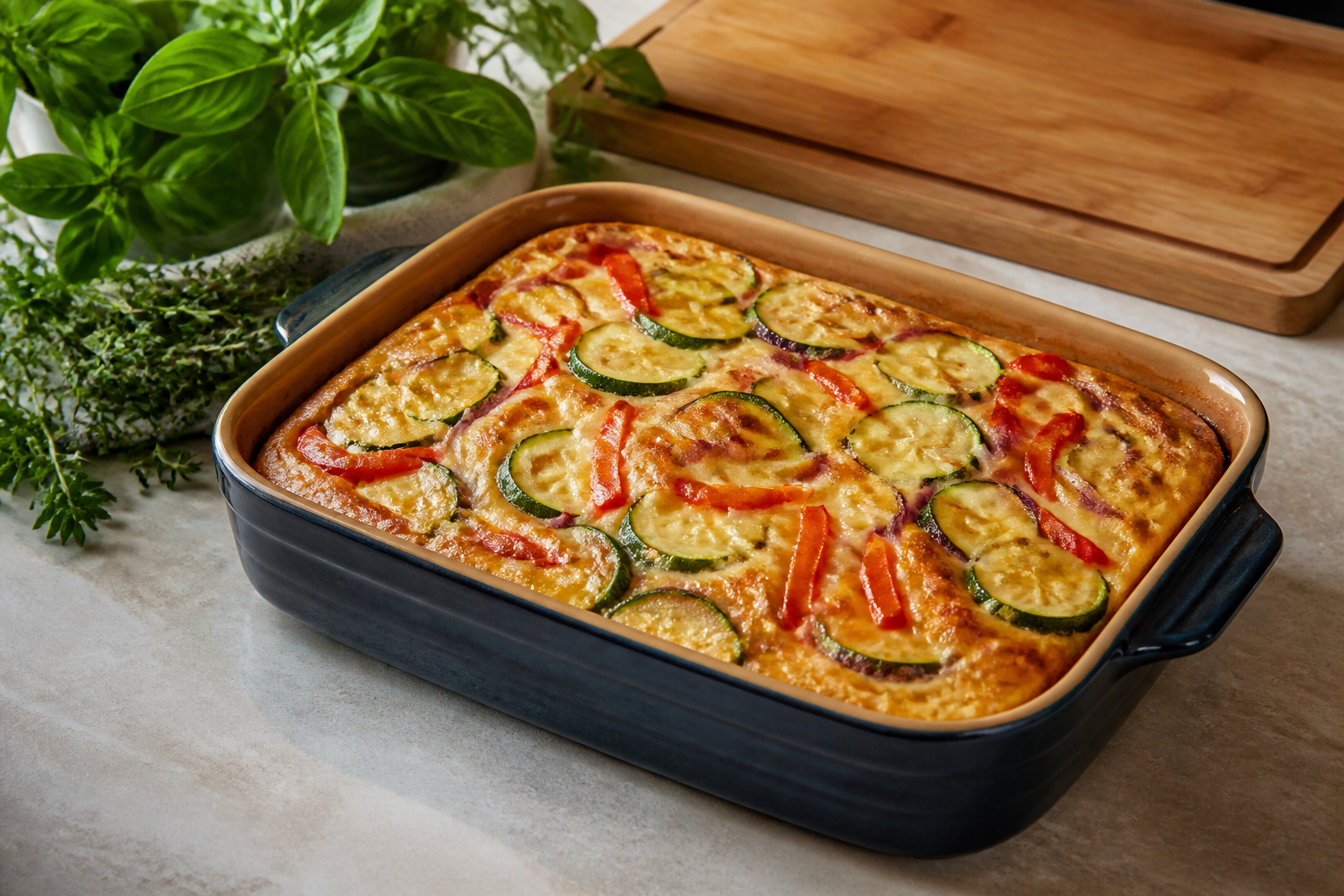 Herzhafter kleiner Blechkuchen mit Gemüse