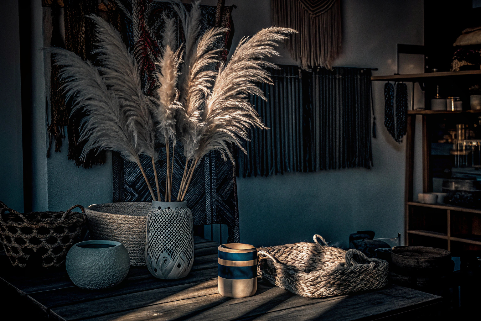 Boho-Stil Dekoration mit Pampasgras