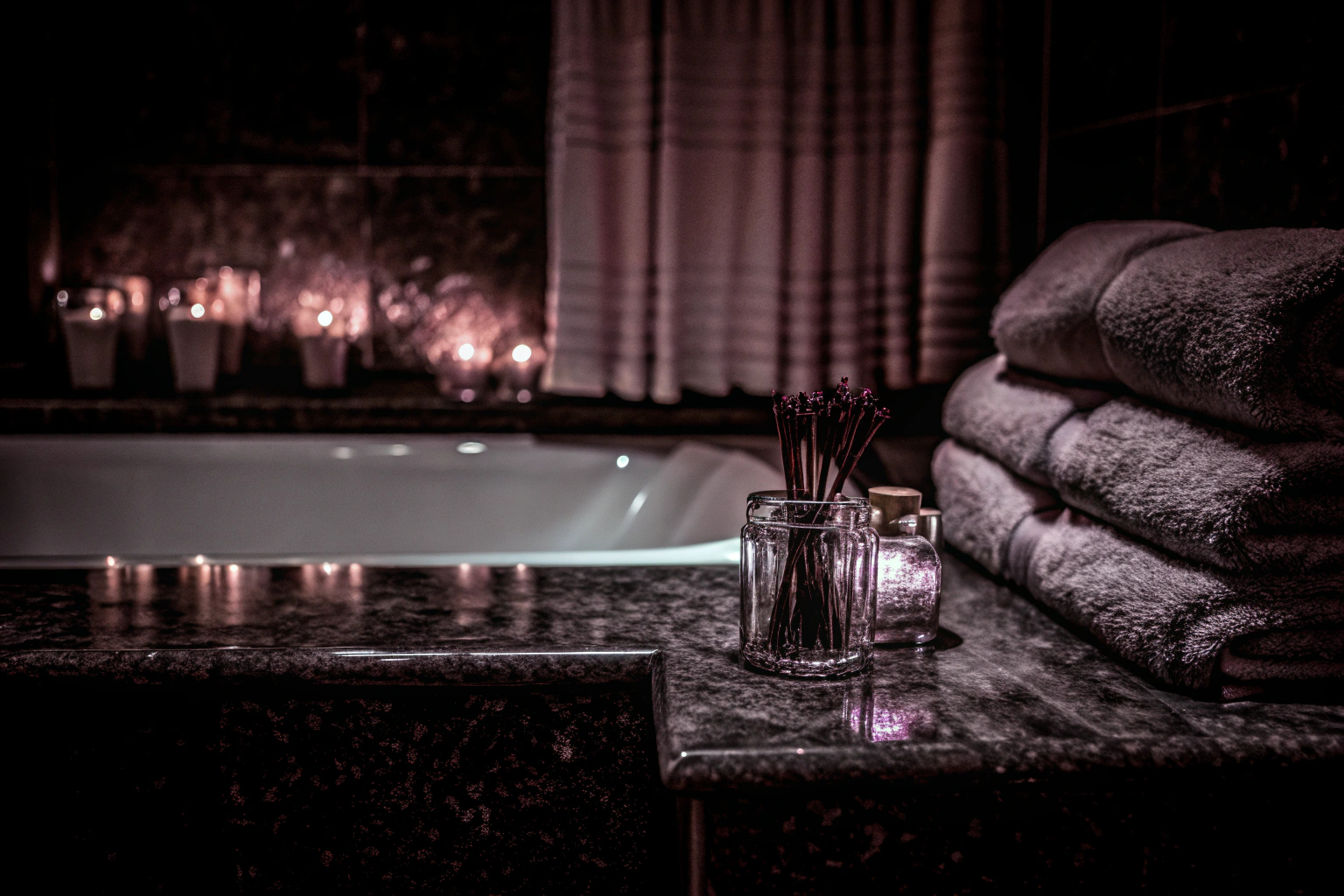 Luxuriöses Badezimmer mit Kerzen