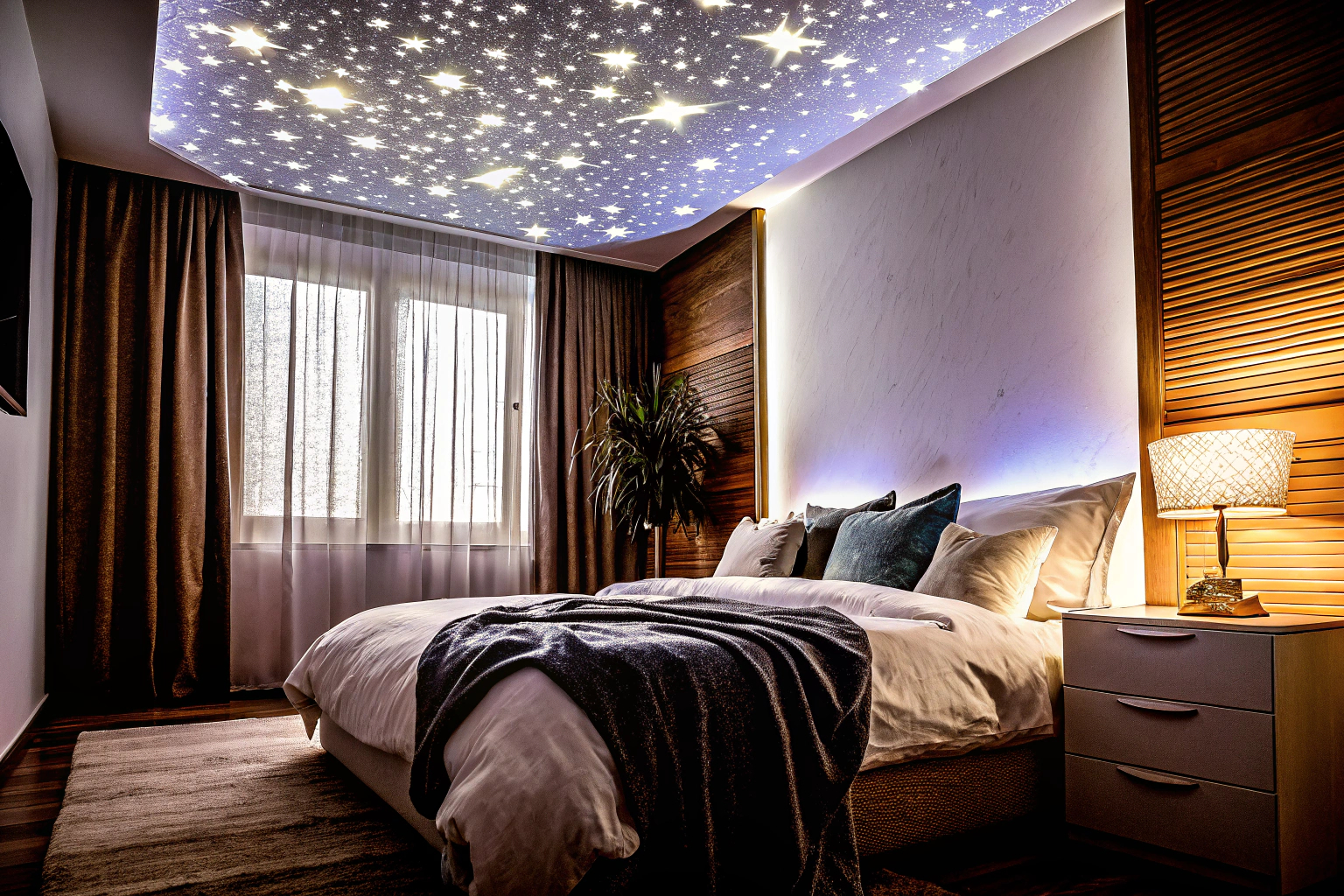 Sternenhimmel-Projektor im Schlafzimmer