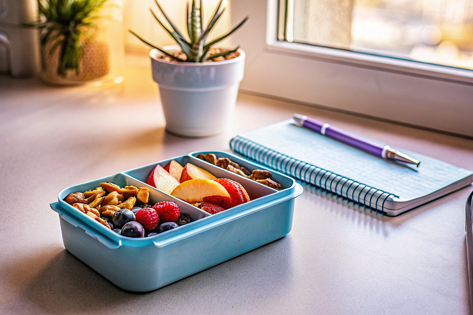 Snackbox auf Schreibtisch