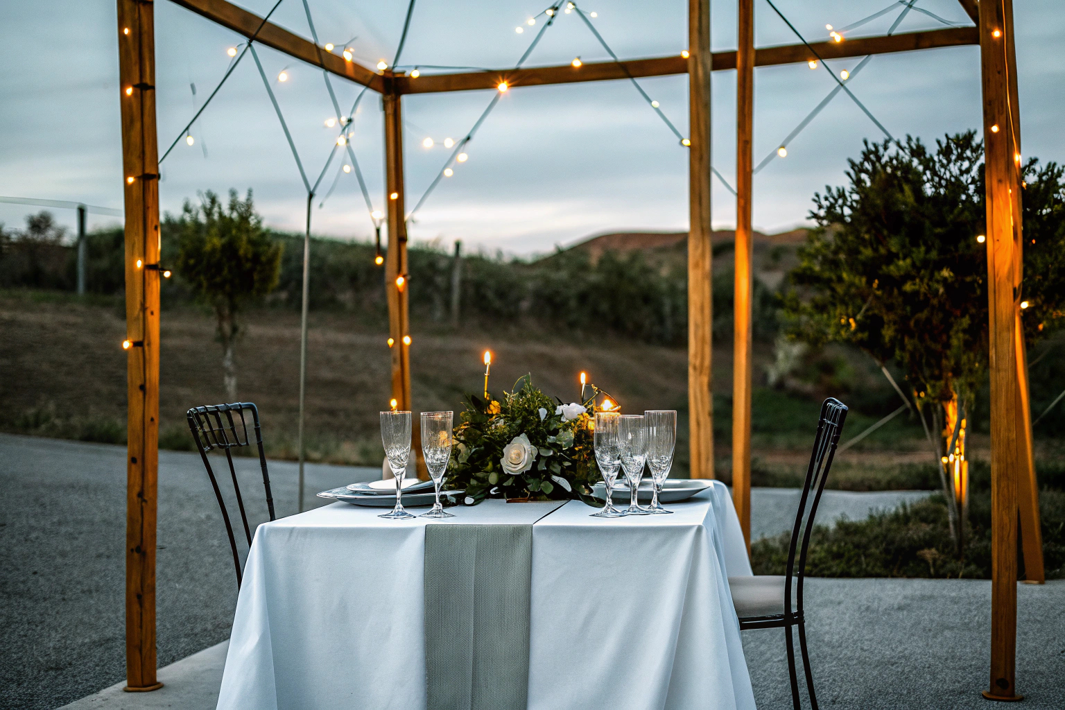 Candle-Light-Dinner unter dem Sternenhimmel