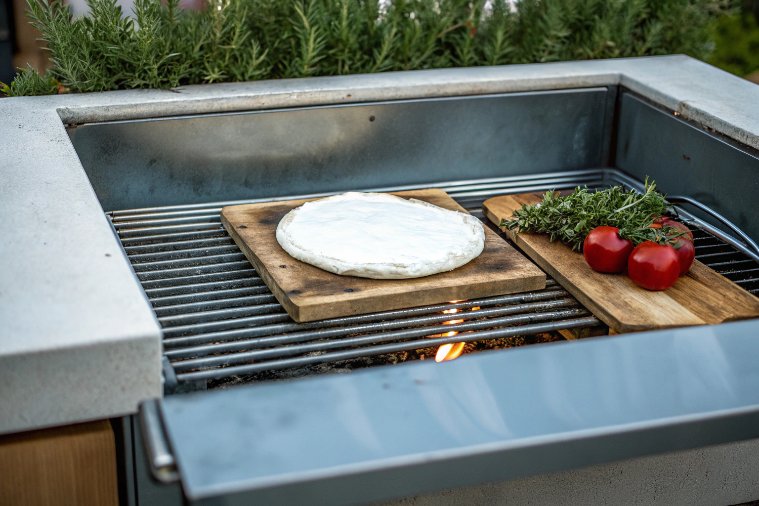 Pizzastein auf Grill
