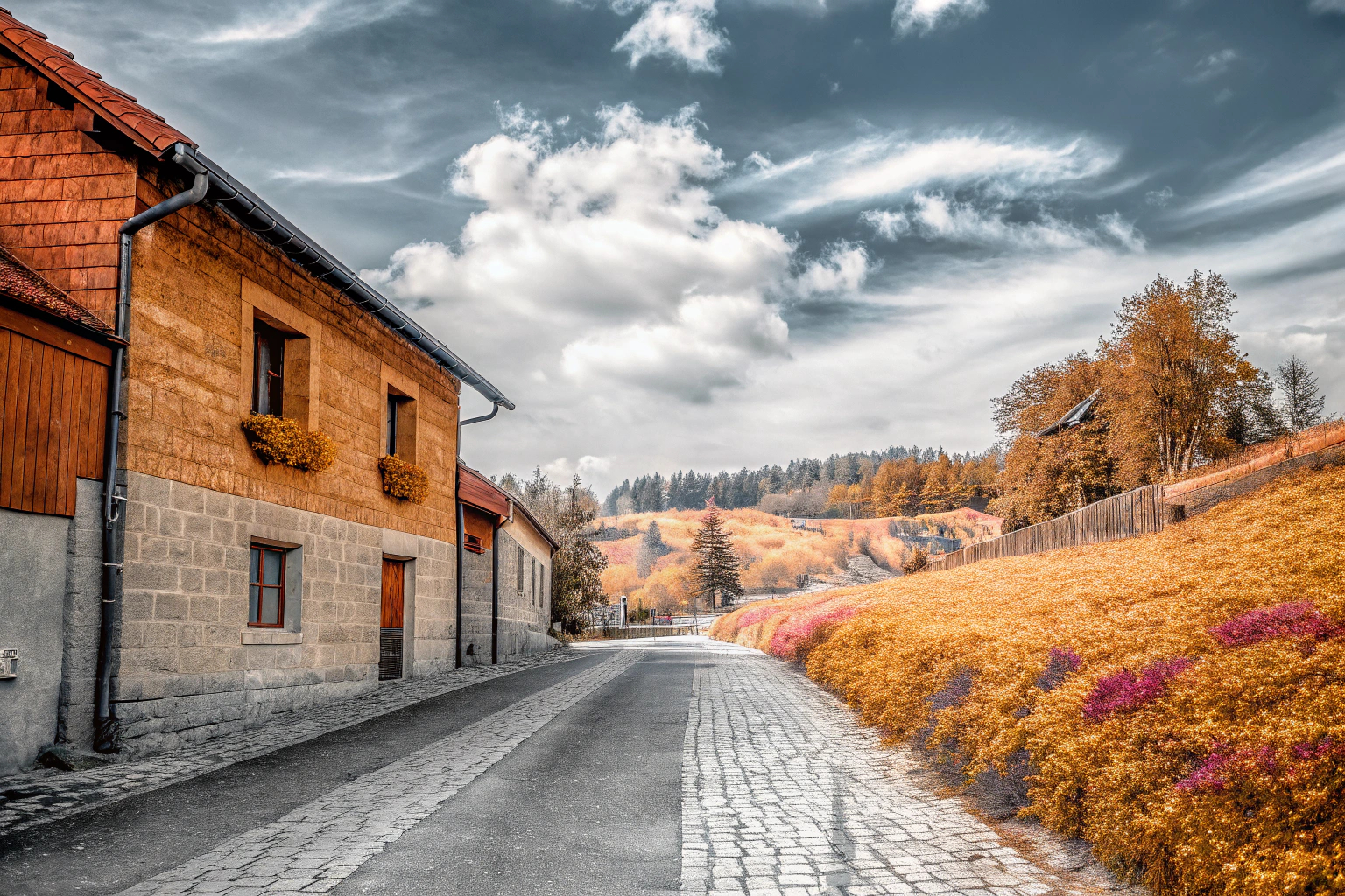 Reisender erkundet malerische Landschaften in Europa
