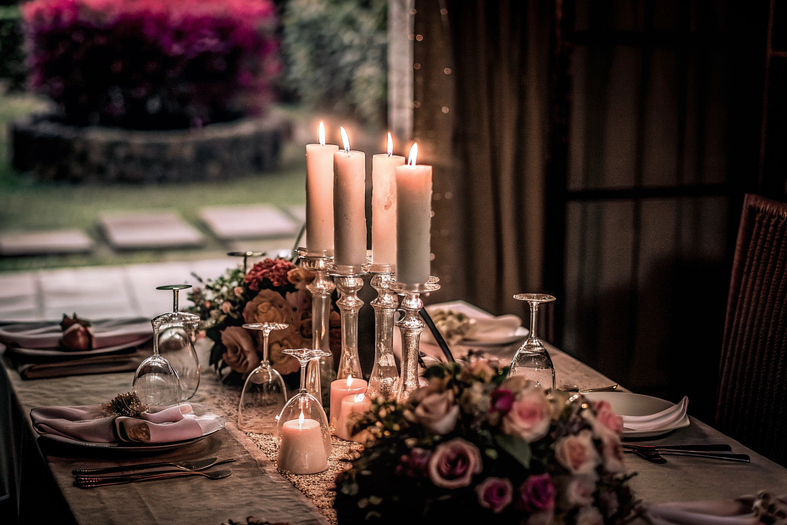 Romantisch gedeckter Tisch