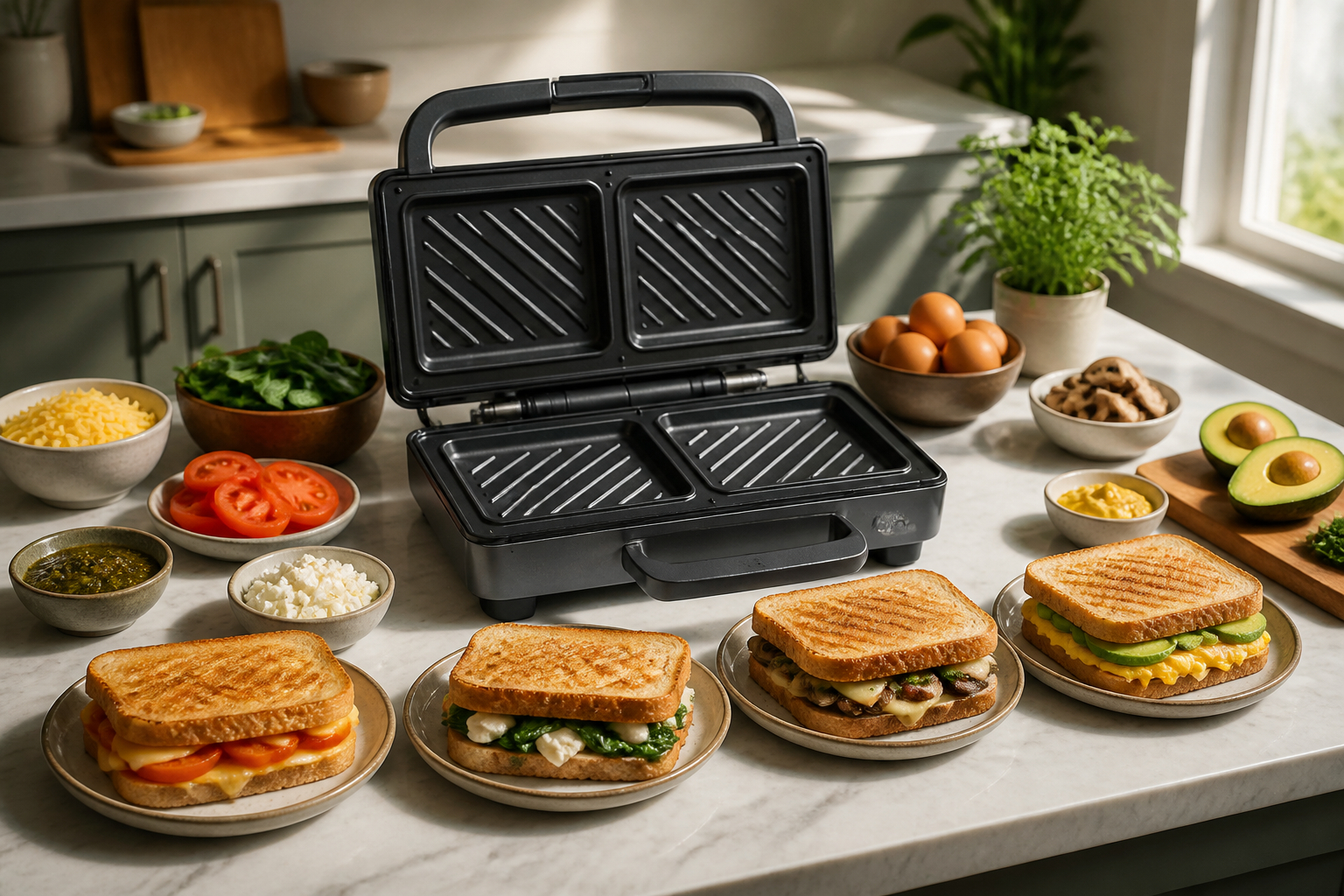 Sandwichmaker für Familienfrühstück und mehrere Portionen