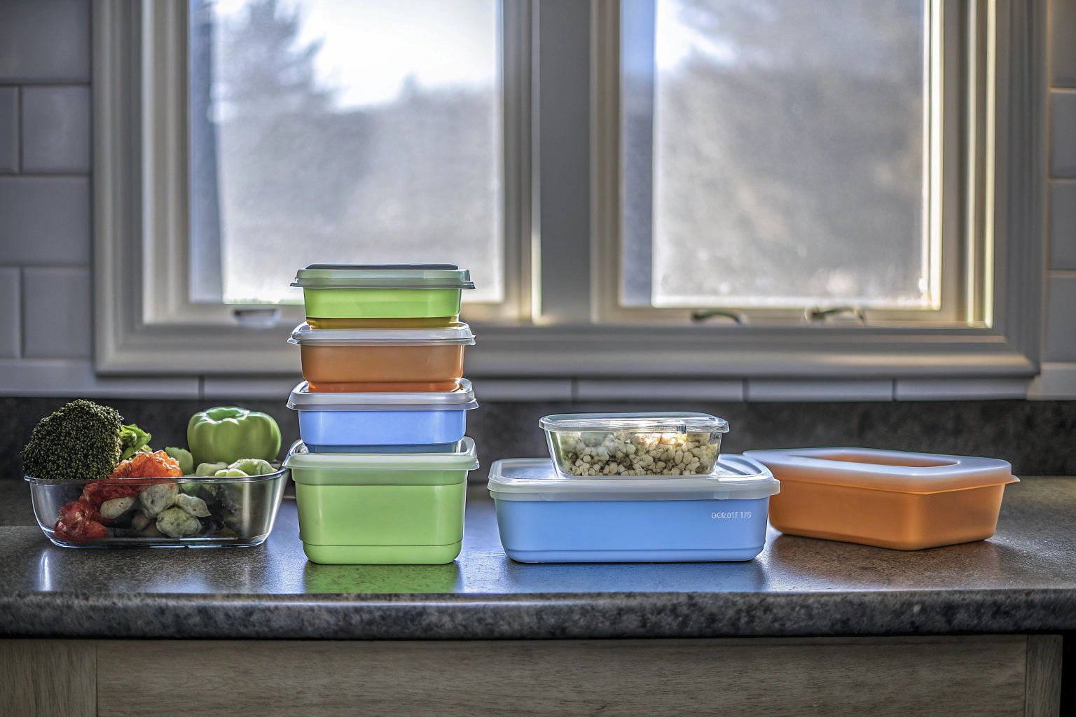 Gestapelte Meal Prep Container
