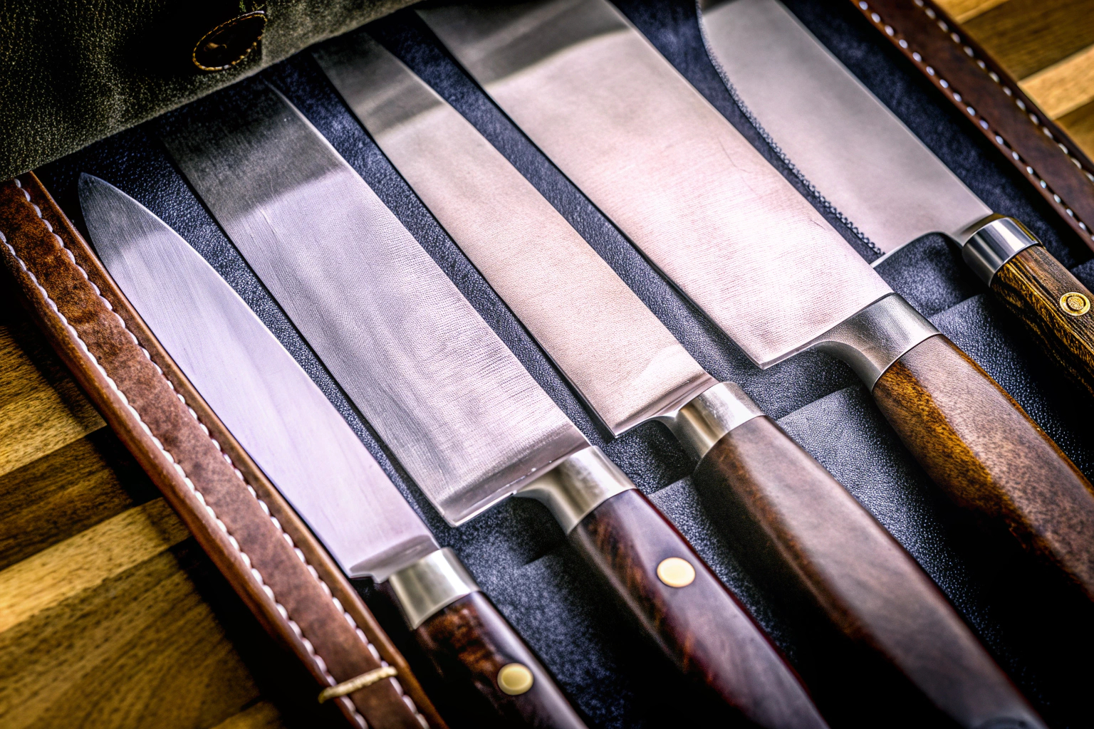 Hochwertige Kochmesser in einem Etui