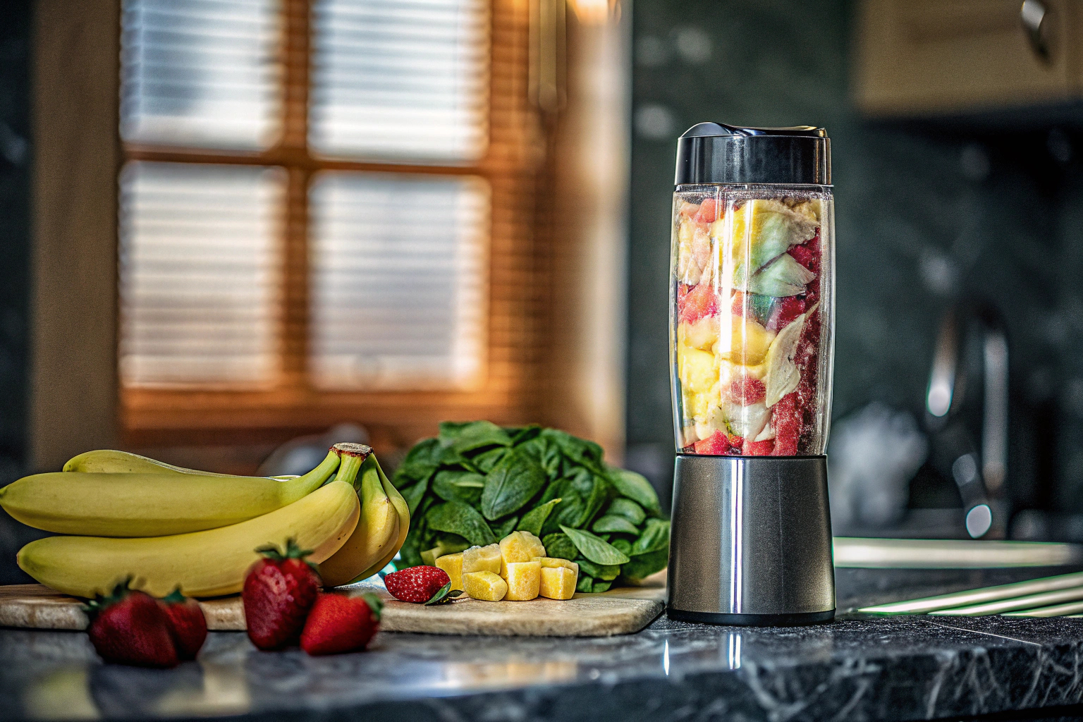 Smoothie Maker und Zutaten
