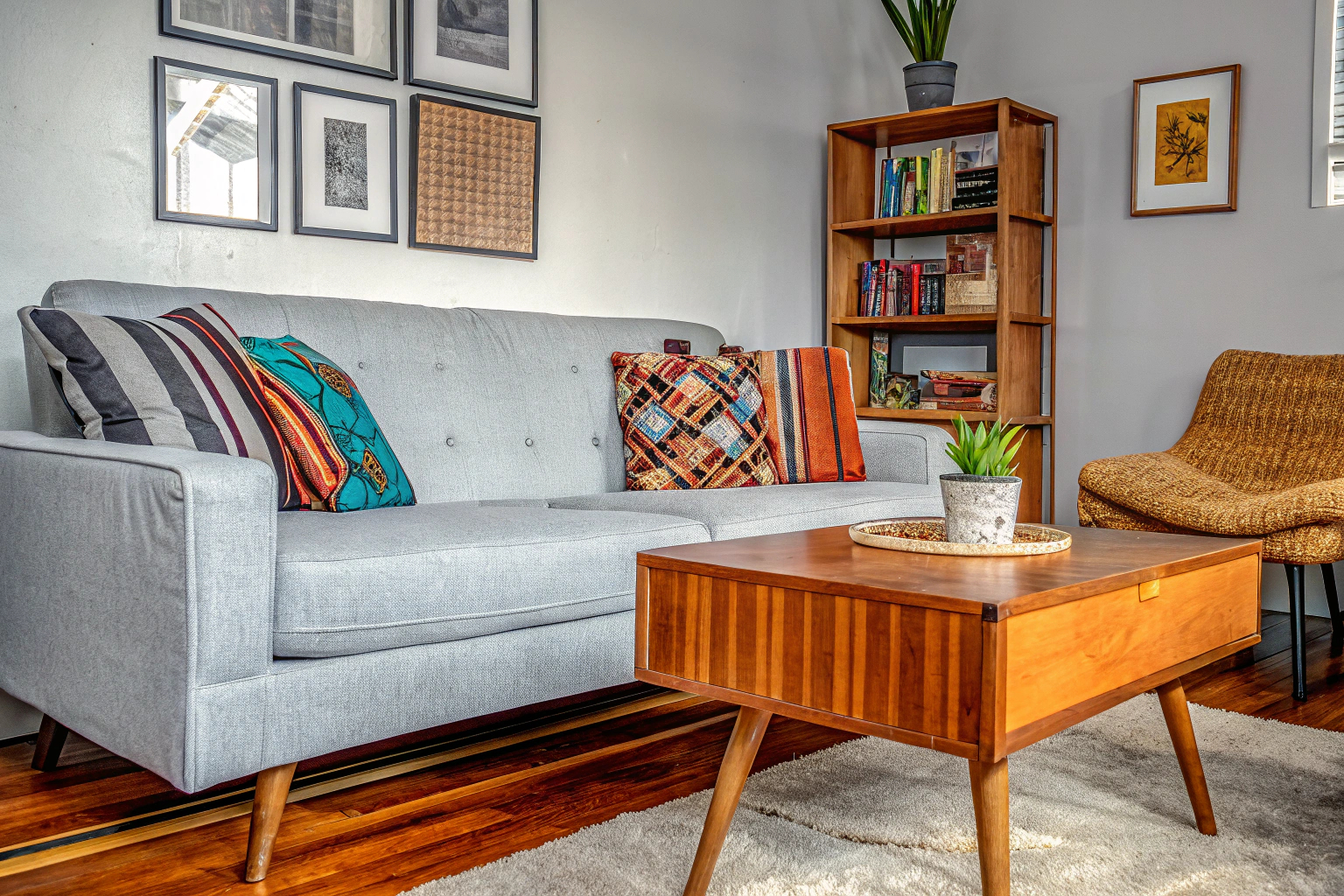 Wohnzimmer mit modernem und vintage Stil