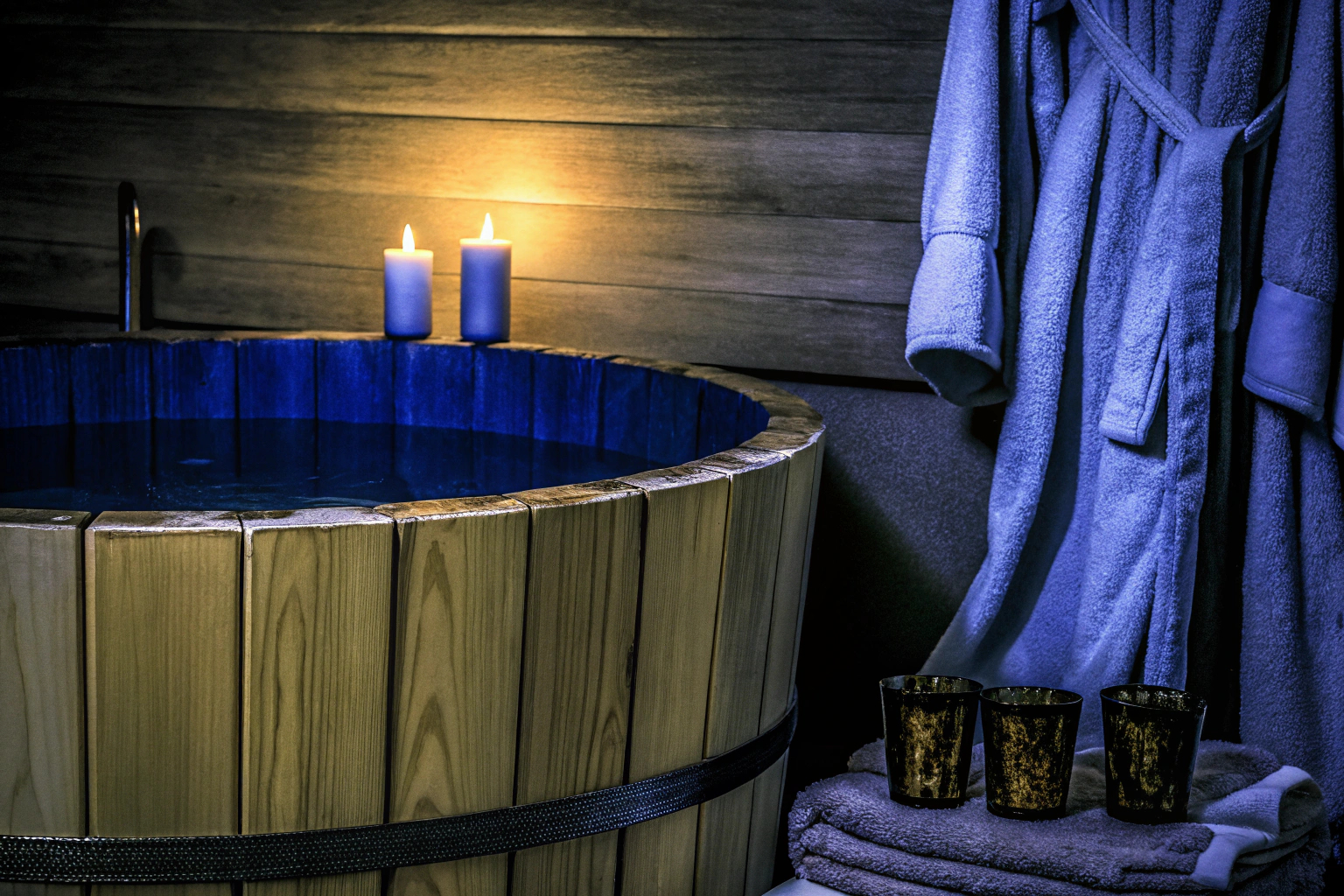 Spa-Set im Holzbottich
