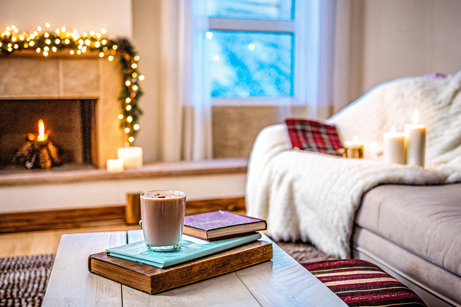 Gemütliche Winterbeleuchtung im Wohnzimmer