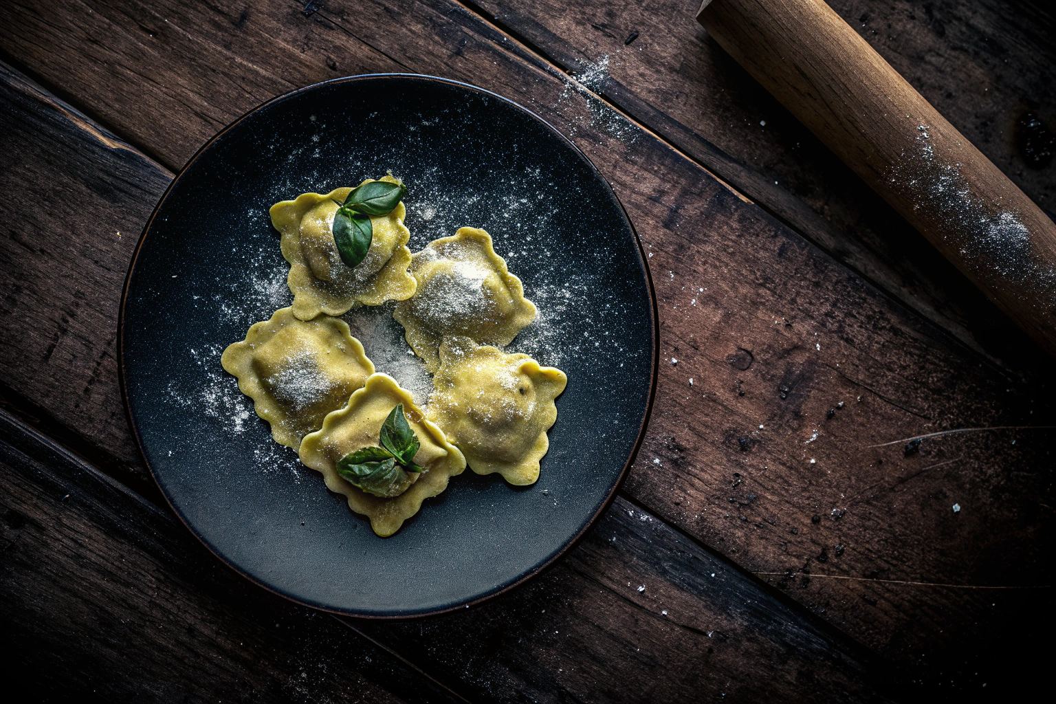 Frische Pasta mit Basilikum und Parmesan