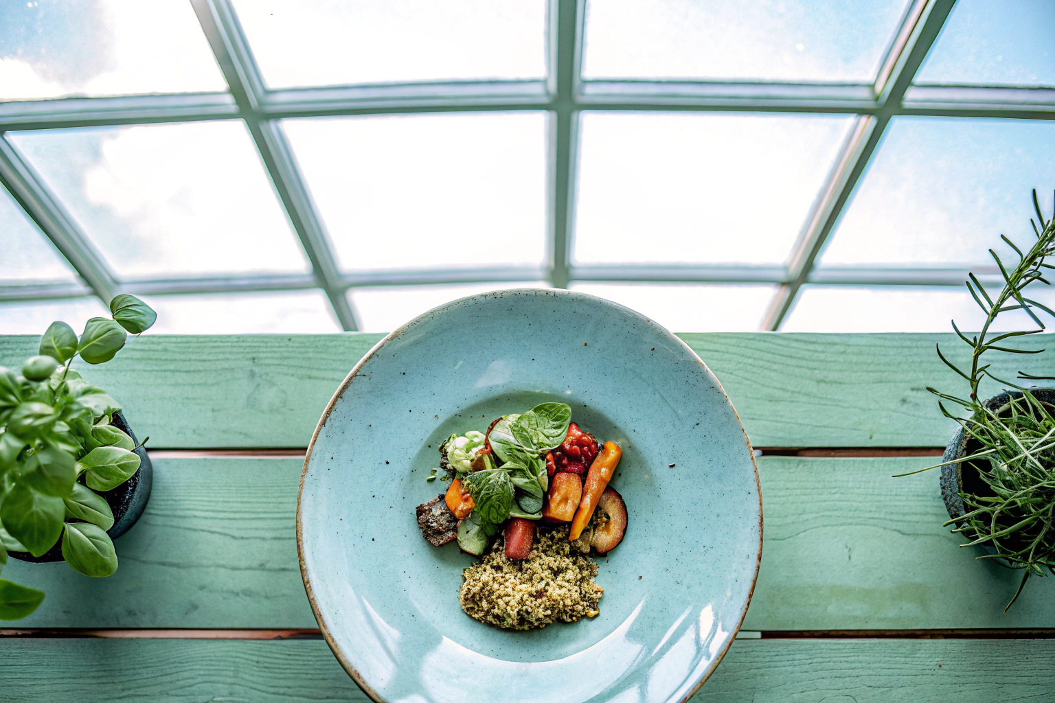 Vegane Speisen in einem nachhaltigen Restaurant