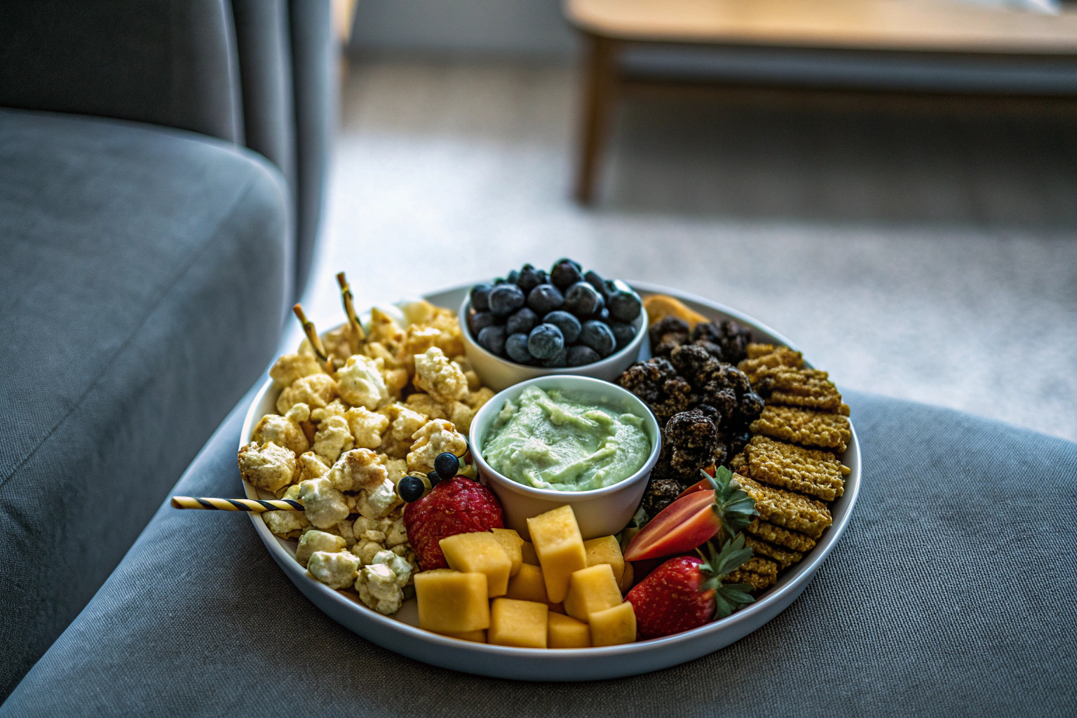 Veganer Snackteller für Filmabend