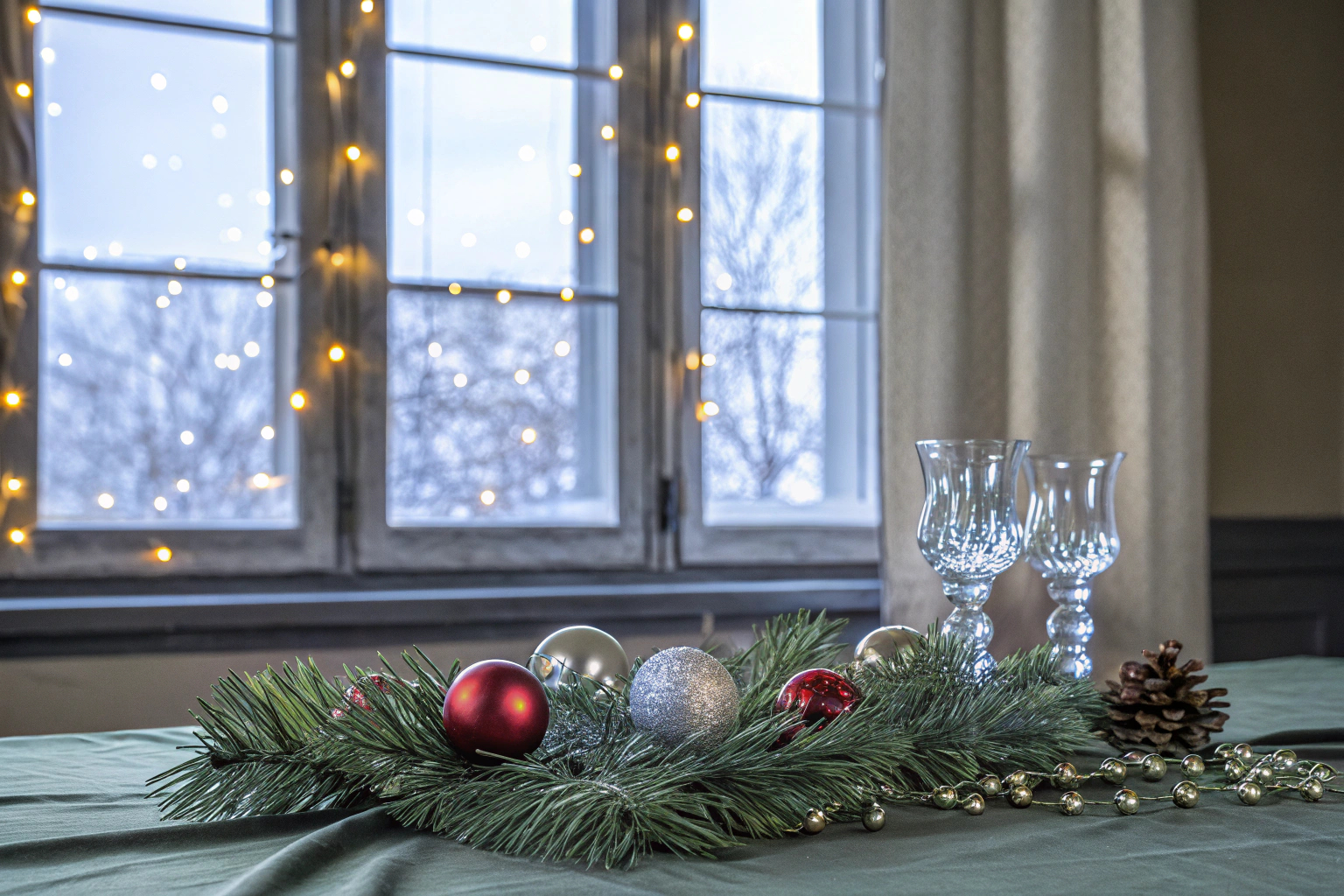 Weihnachtsdekoration auf einem Tisch