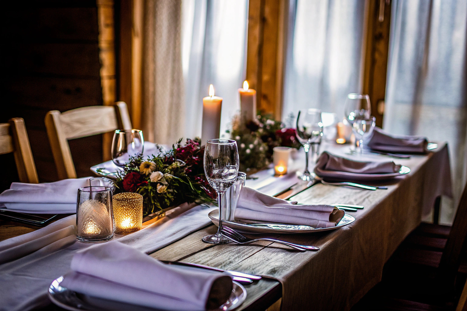 Stilvolle Tischdekoration für eine Dinnerparty