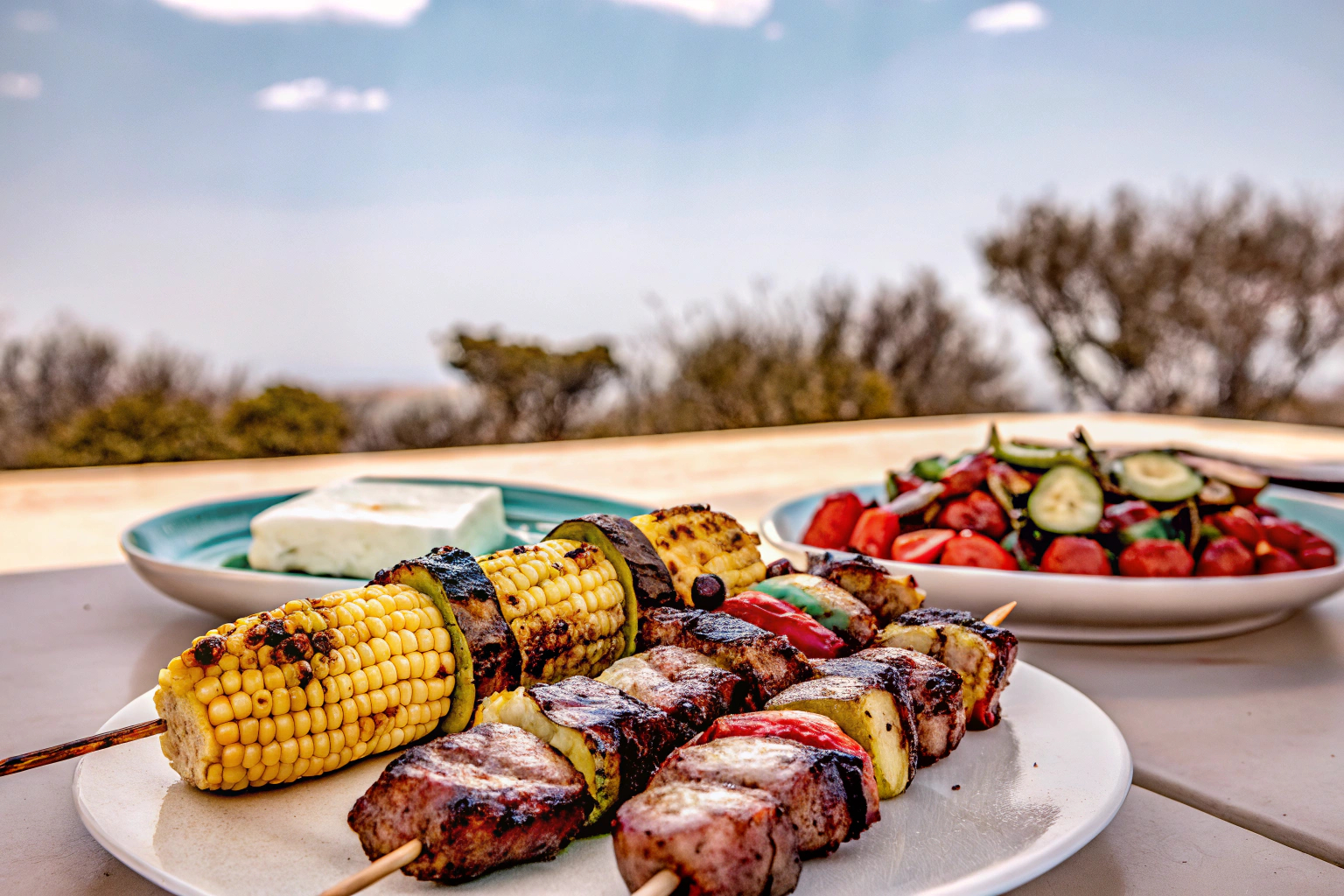 Grillparty mit verschiedenen Gerichten