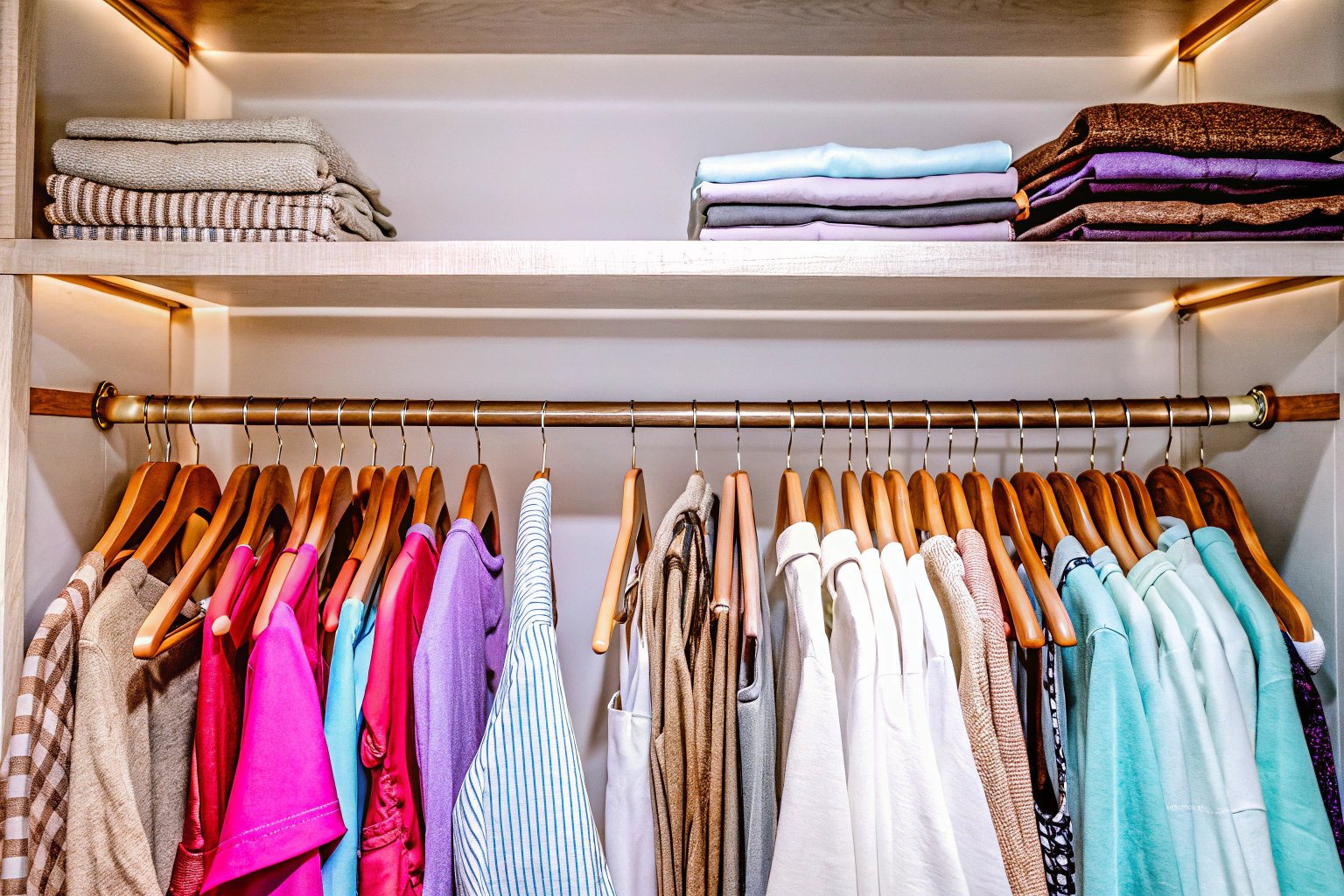 Vollgepackter Kleiderschrank mit Organisern