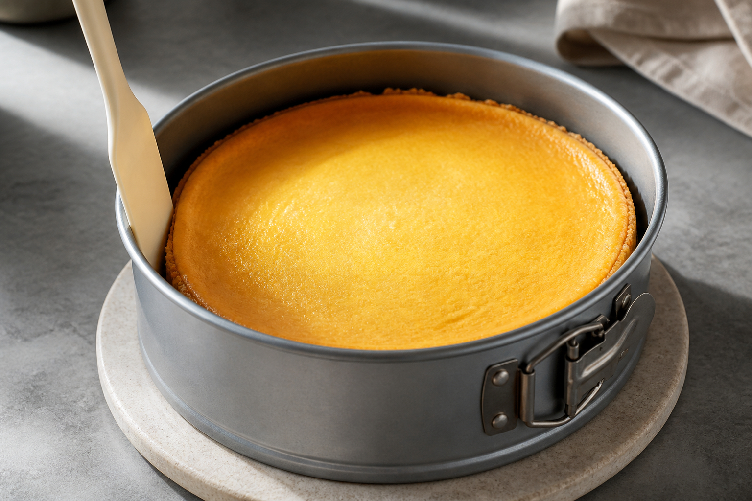 Käsekuchen vorsichtig aus einer Springform lösen