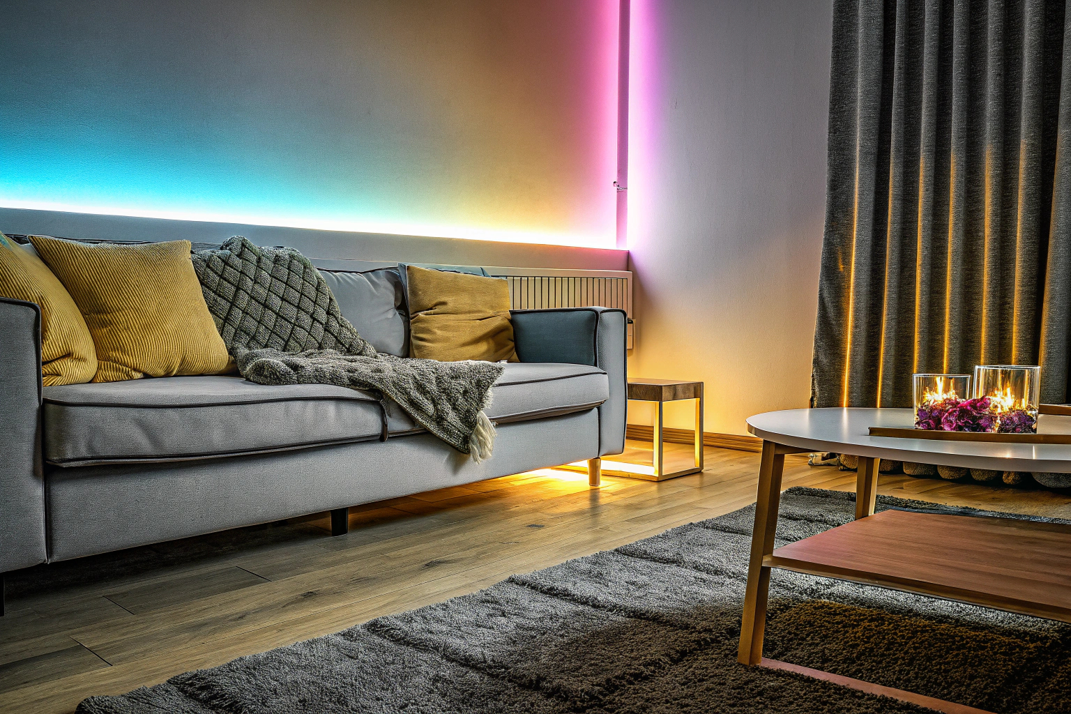 Wohnzimmerbeleuchtung mit LED-Strips