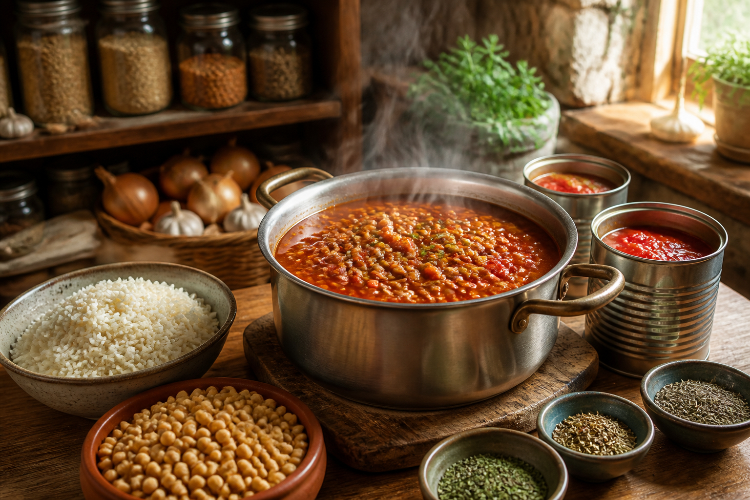 Kochen mit haltbaren Lebensmitteln aus dem Notvorrat